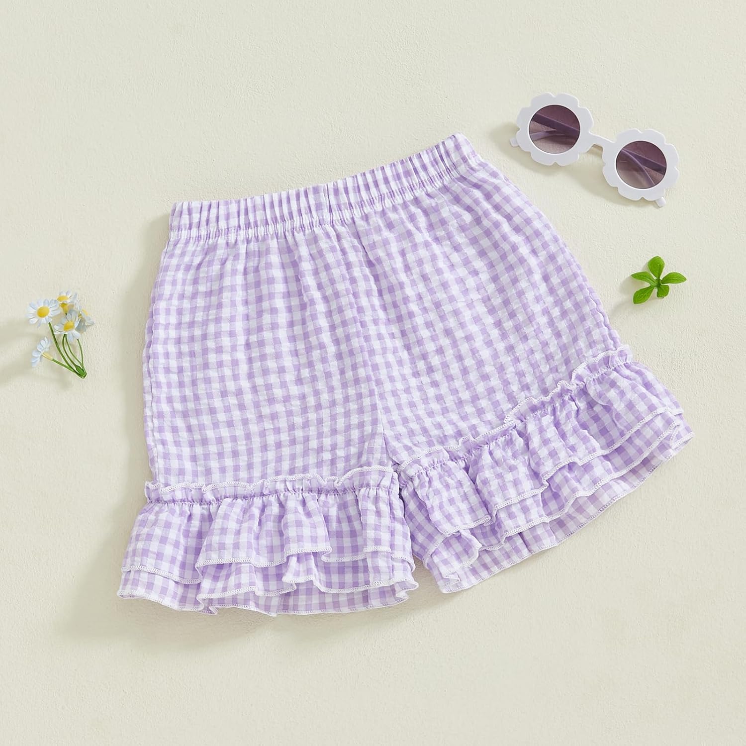 Gingham Shorts for Kids Casual Diaper-Ready Summer