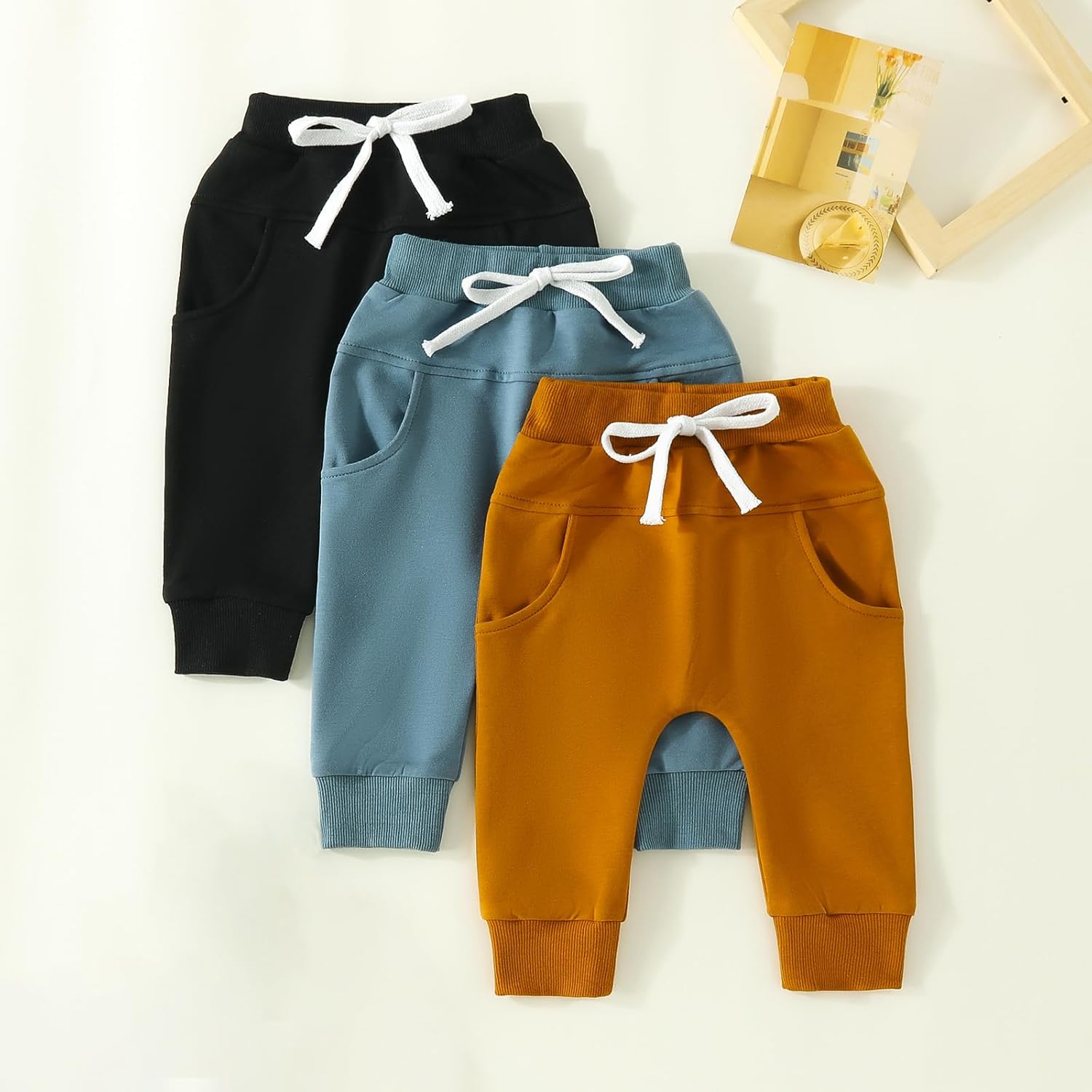 BOIBOKOKO 3PCS Toddler Boy Winter Jogger Pants