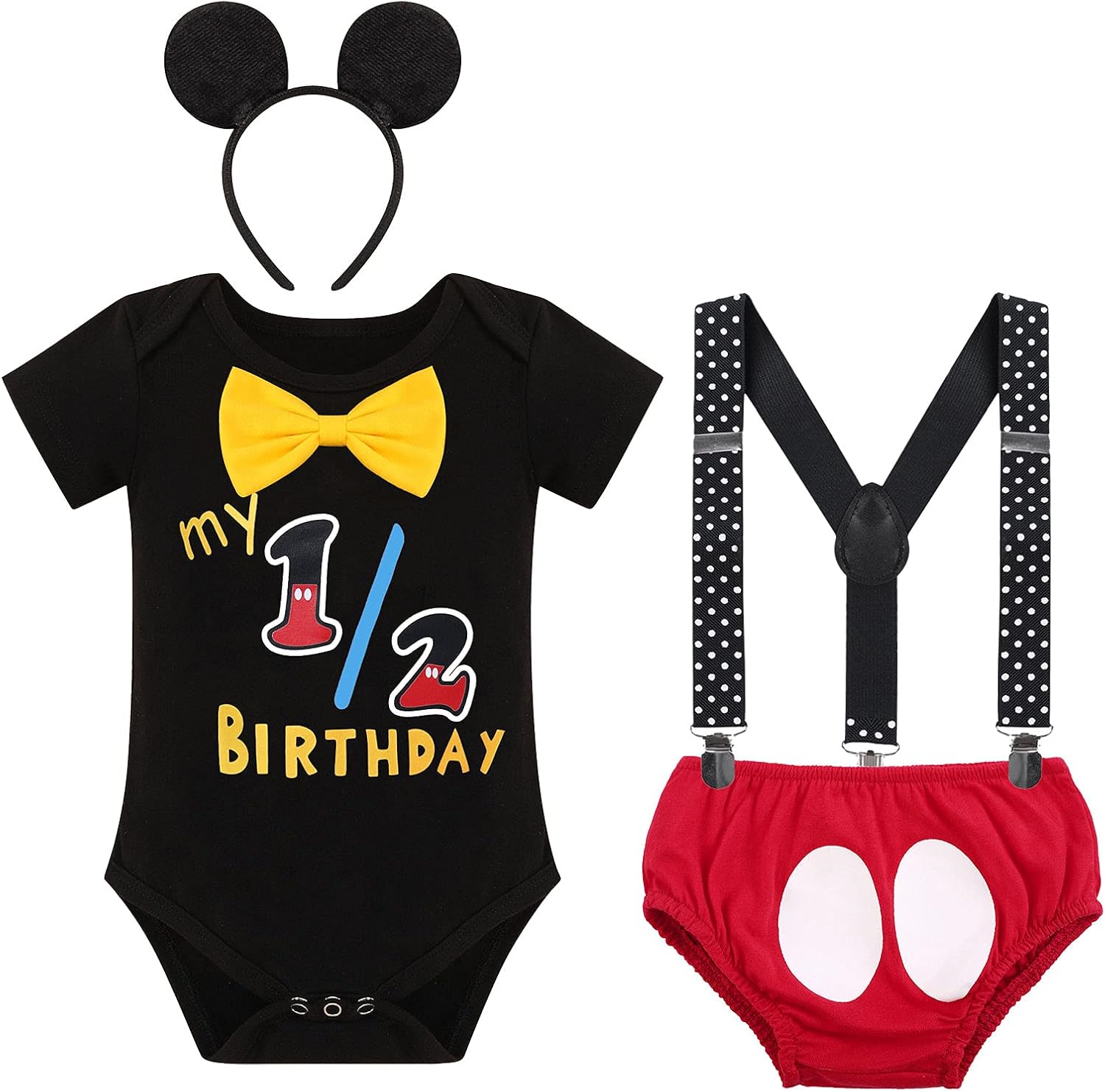 IBTOM CASTLE - 4-Piece Half-Birthday Cakes Outfit Set for Infants