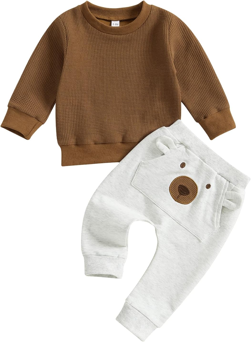 CIYCUIT Boys Fashion Set Lightweight Waffle Tops Pants Soft Stretchy Daily Wear