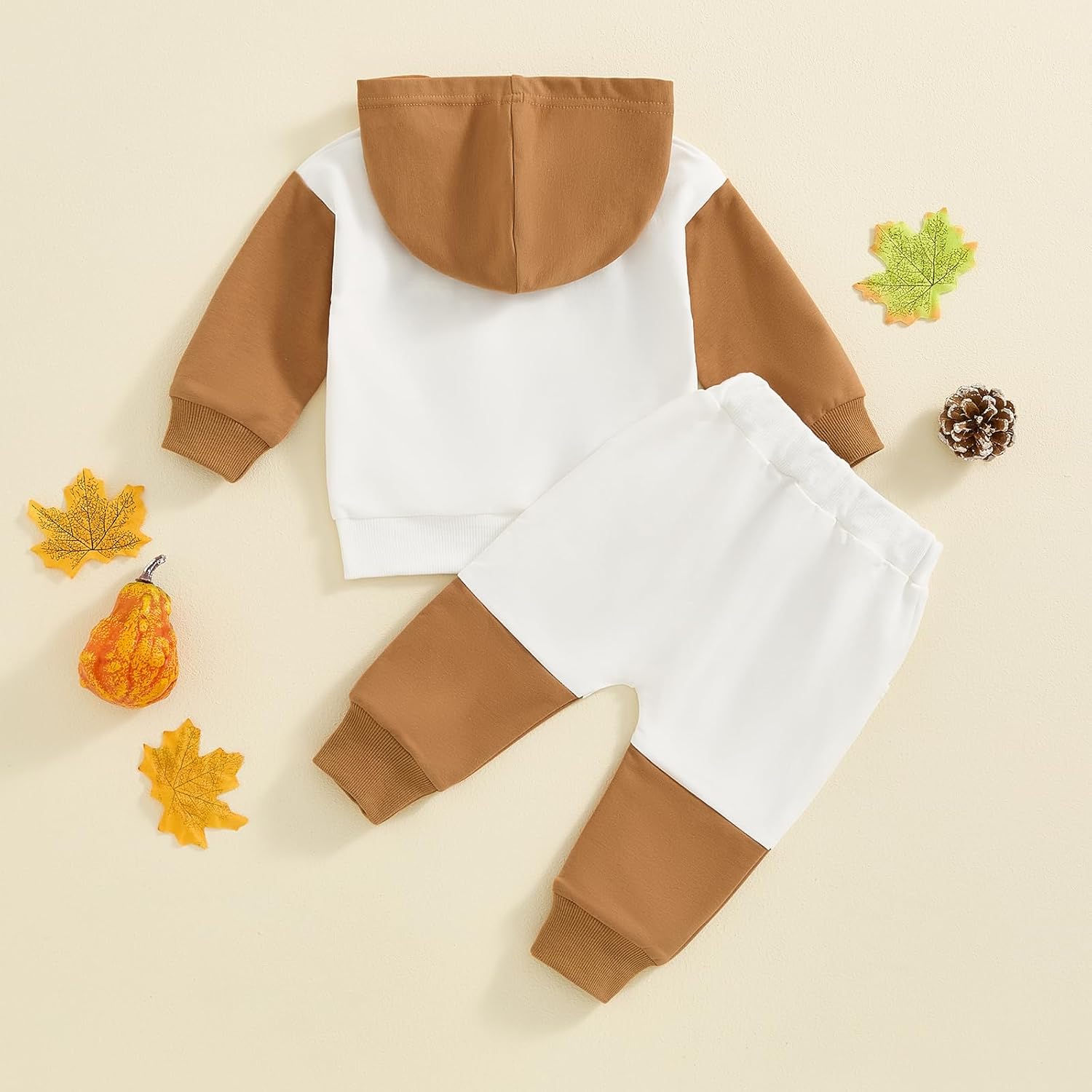 Finegoodwei Toddler Boys Winter Set - Contrast Letter Prints Hoodie Pants