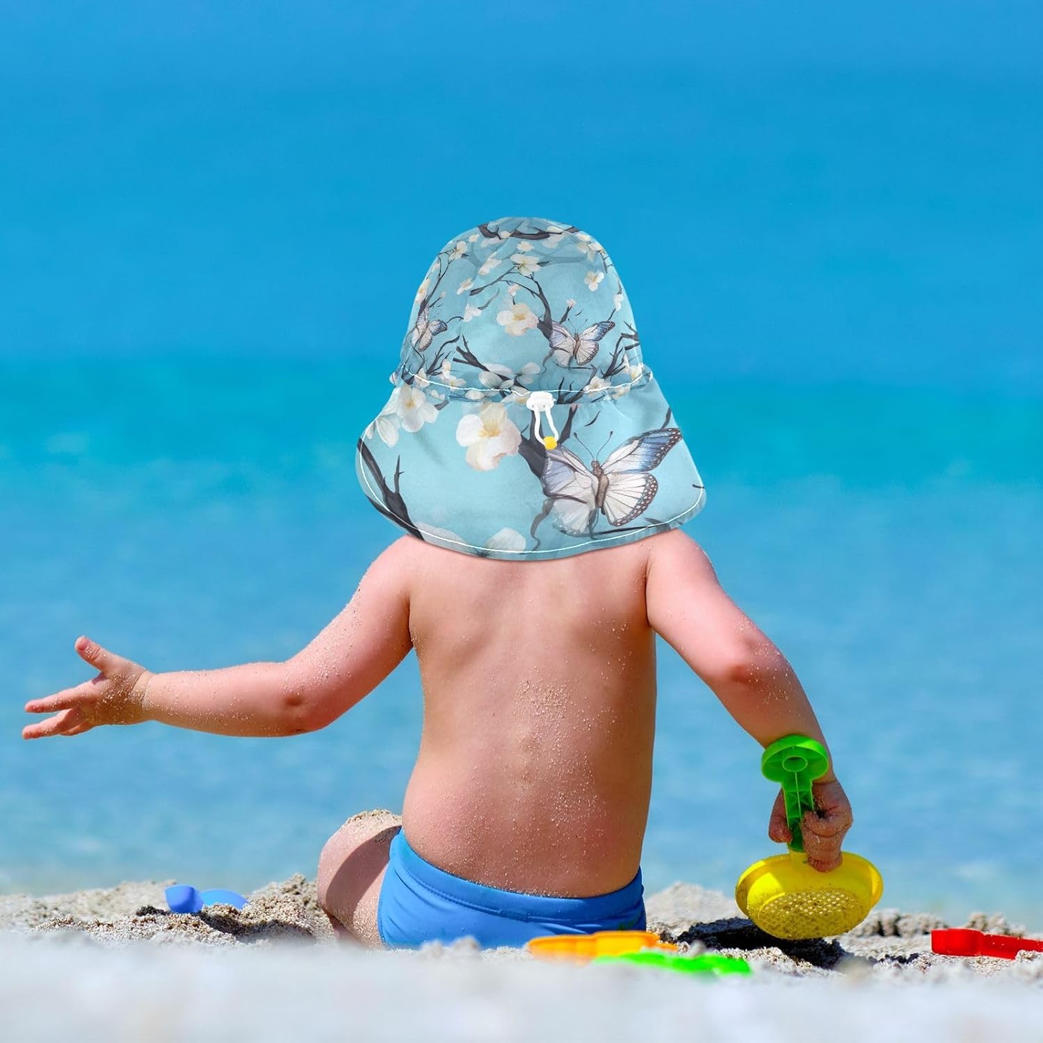 J JOYSAY - Blue Butterflies Toddler Sun Hat UPF50
