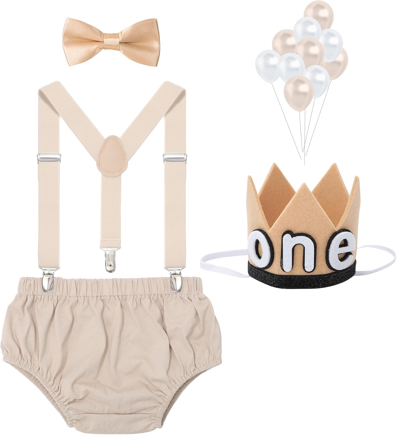Baby Boy First Birthday Suspenders Cake Pants Set