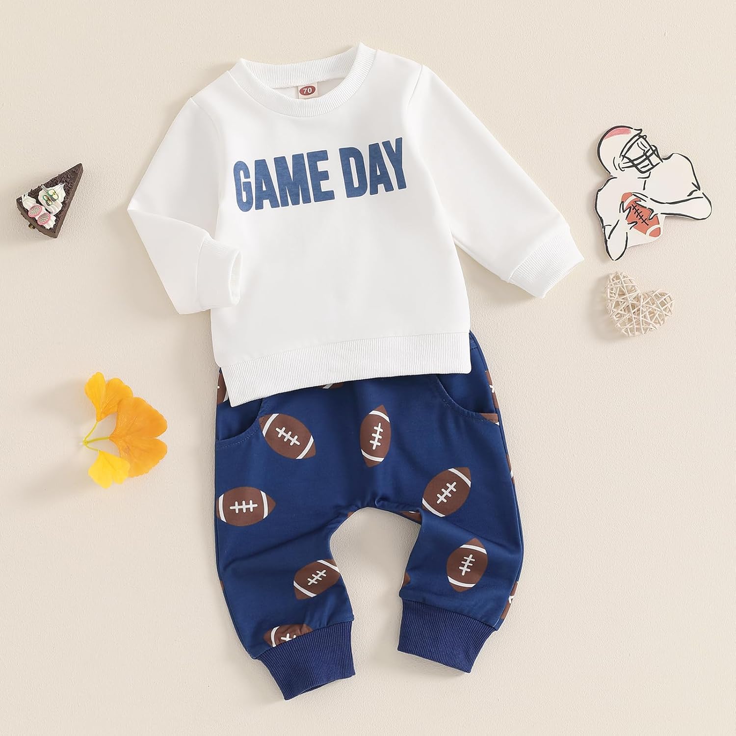 High-Quality 2 in 1 Football Game Day Outfit Toddler Boys Girls Set