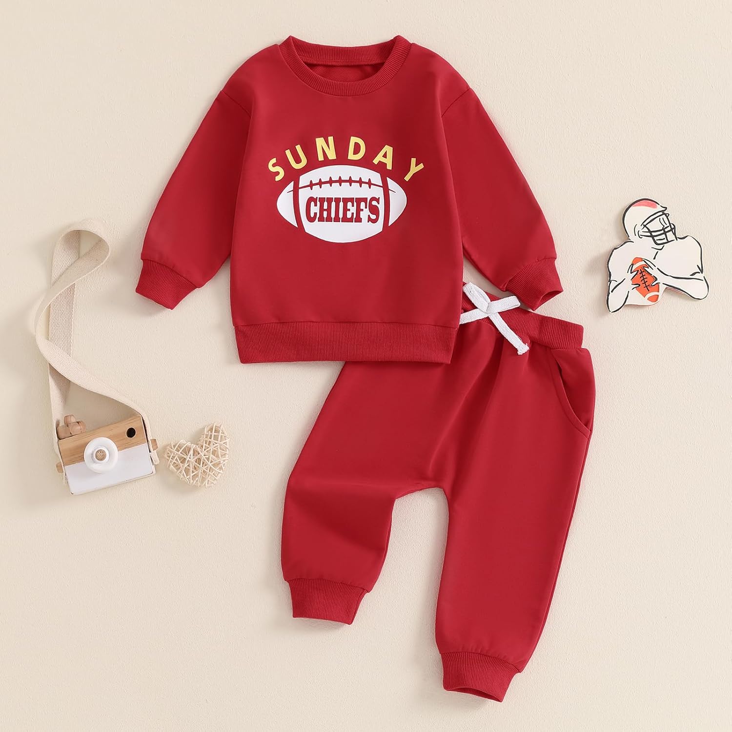 Toddler Boys Rugby Football Game Day Print Sweatshirt Pants Set