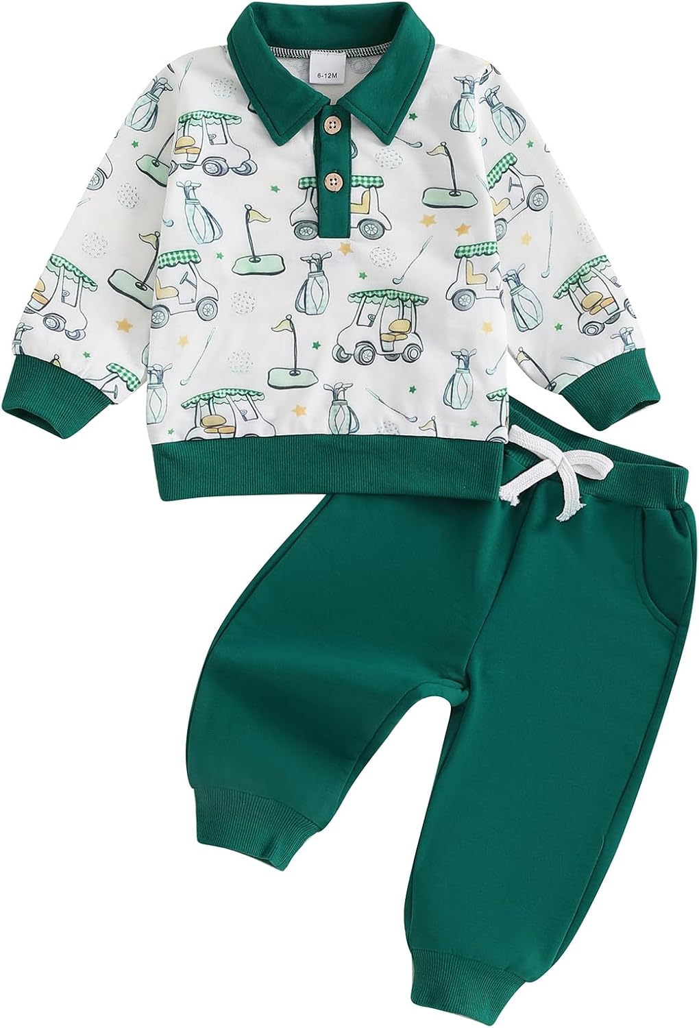 Newborn Baby Boy Golf Outfit Set - Soft Solid Cotton and Polyester