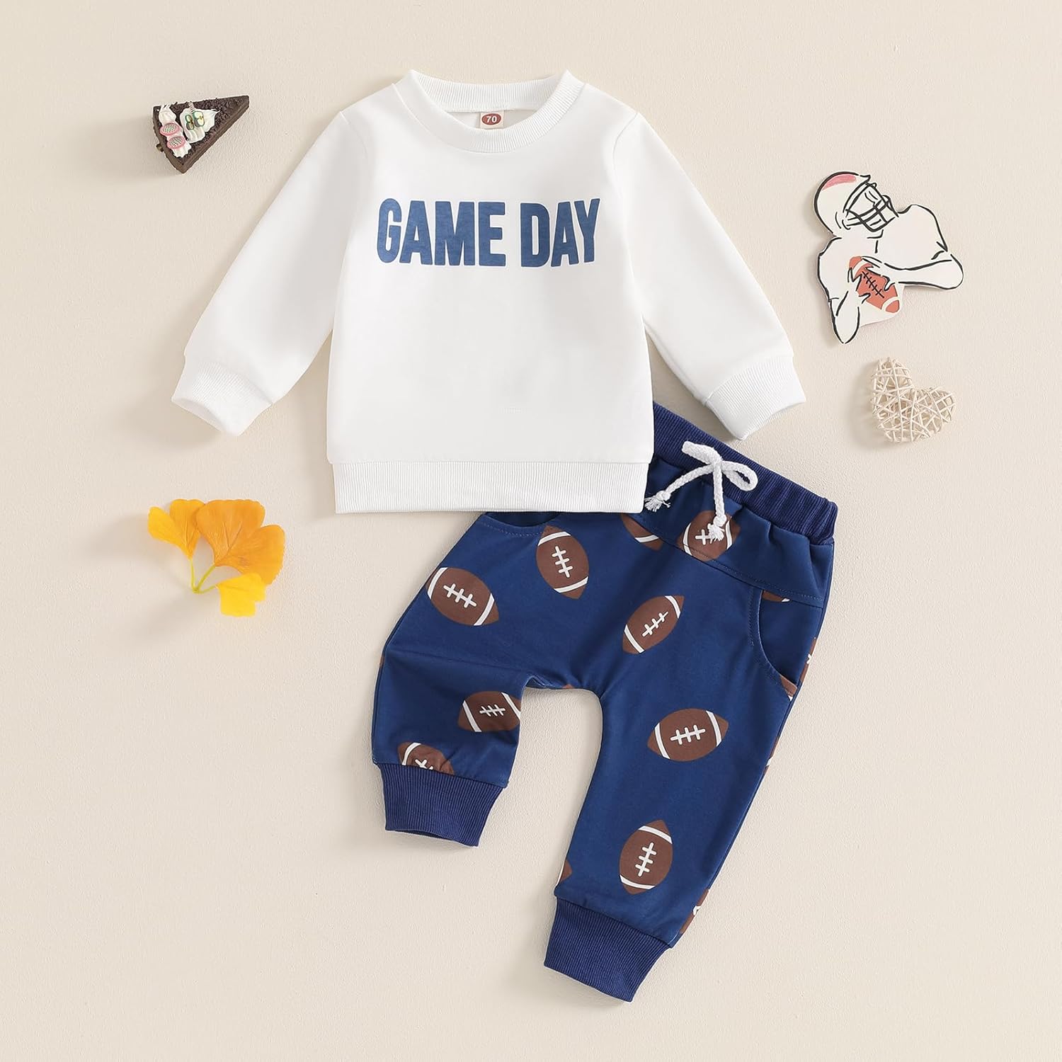 High-Quality 2 in 1 Football Game Day Outfit Toddler Boys Girls Set