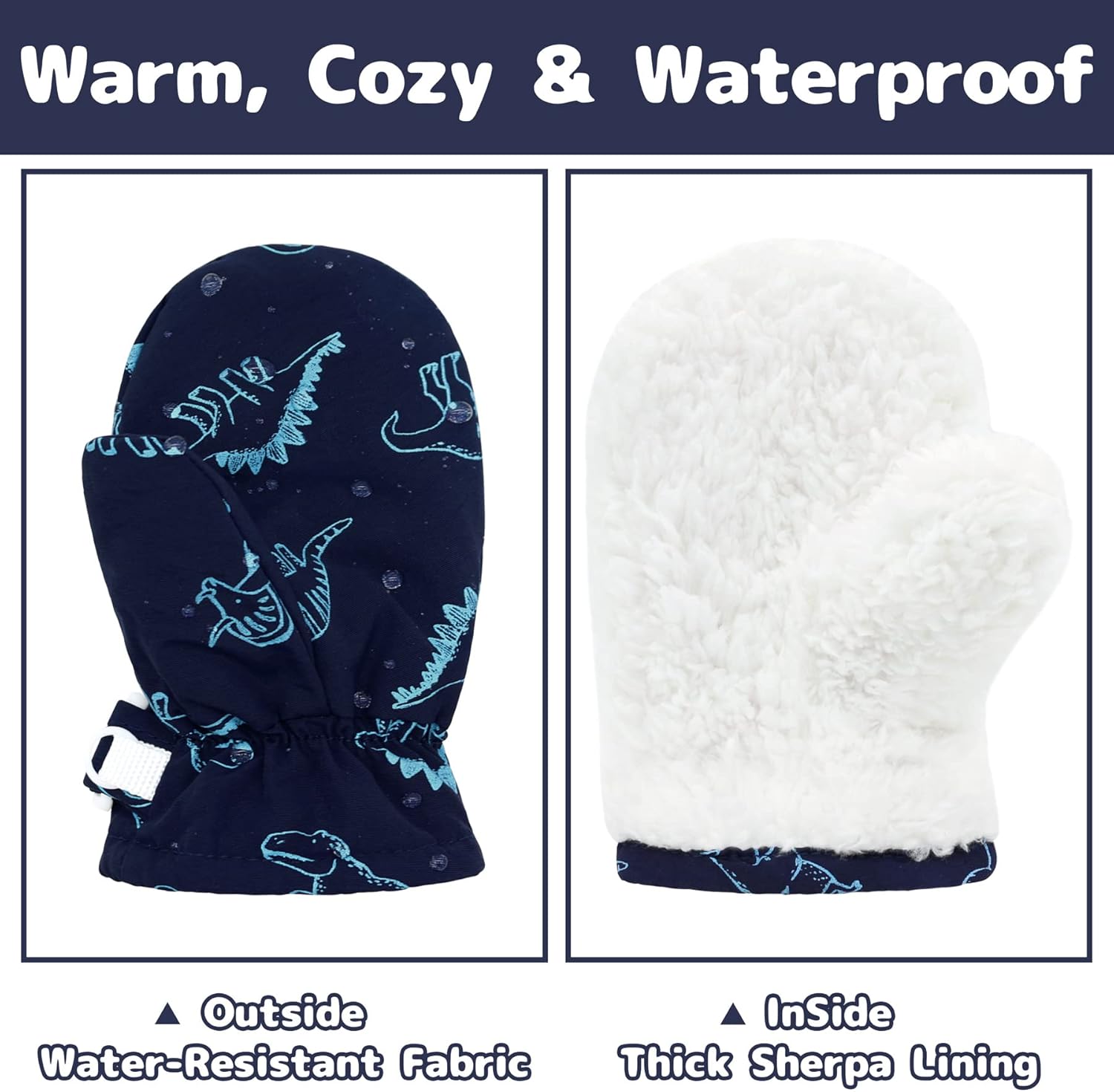 Olreco Toddler Waterproof Mittens Gloves - Warm Durable and Waterproof for Winter