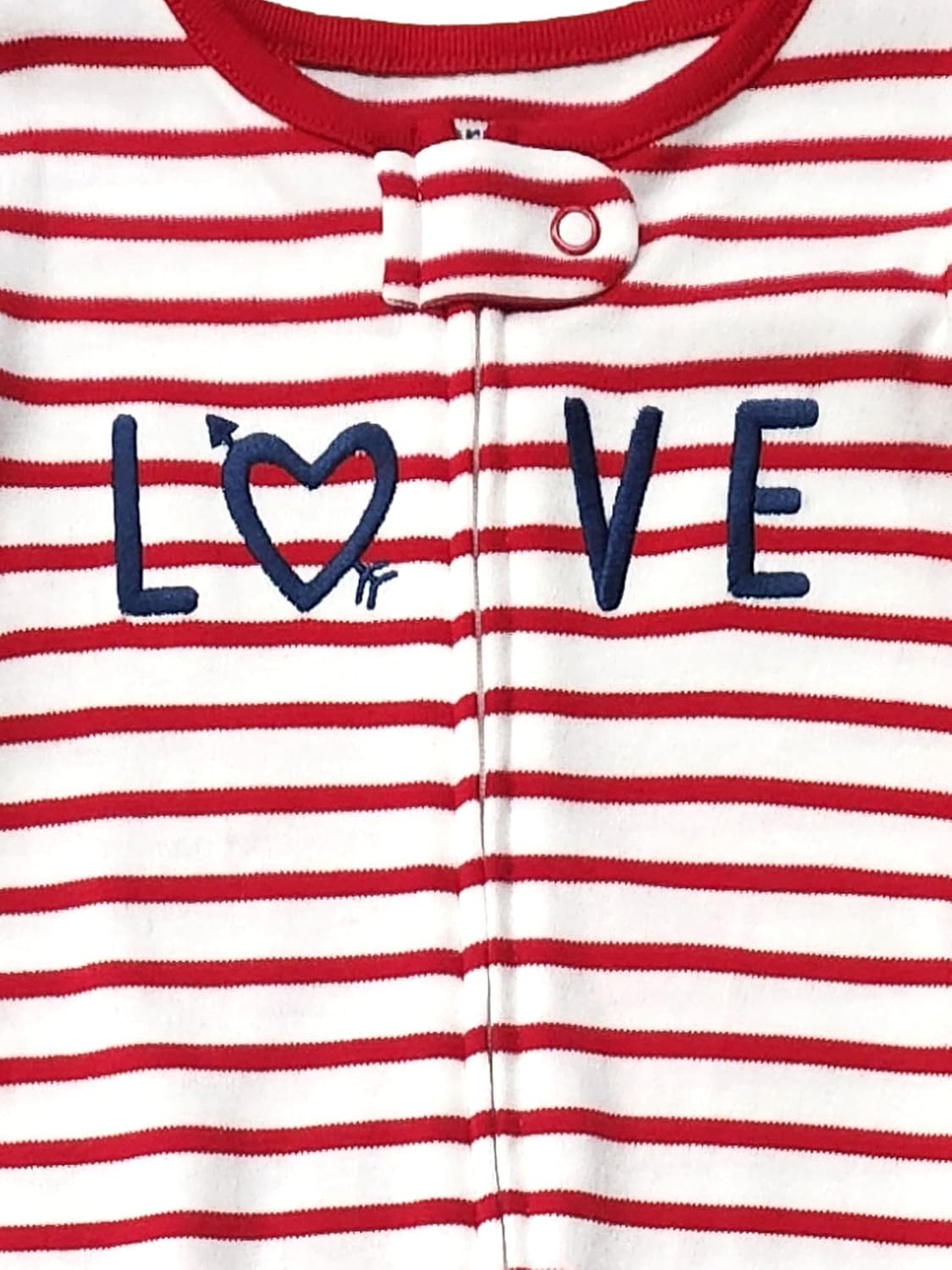CARTERS Infant Boys Red White Stripe Love Valentine Sleep Pajamas 3-6 Months