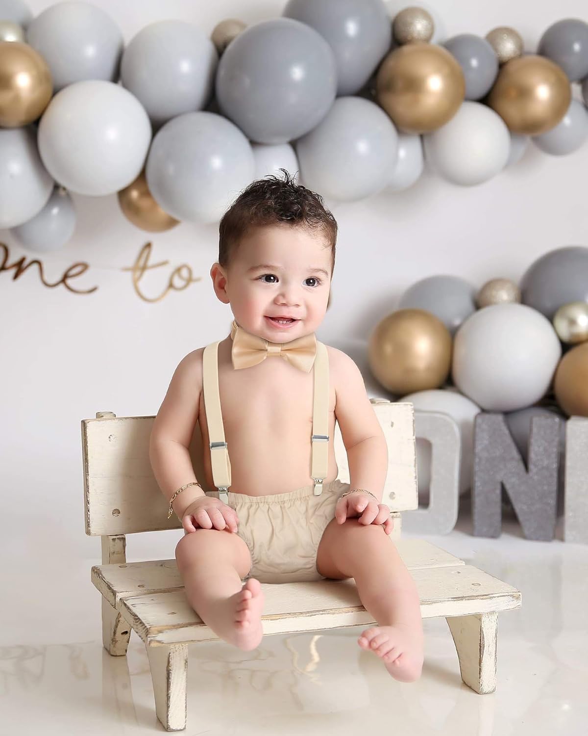 Baby Boy First Birthday Suspenders Cake Pants Set