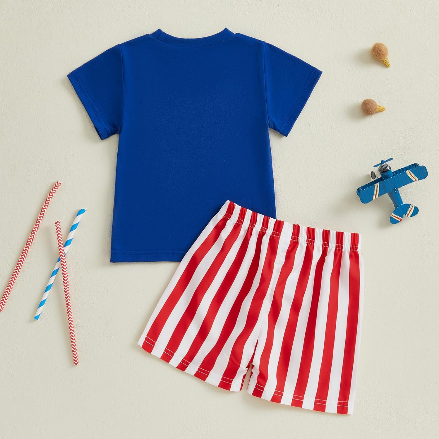 Genuine Patriotic Flag T-Shirt Elastic Shorts for Baby Boy
