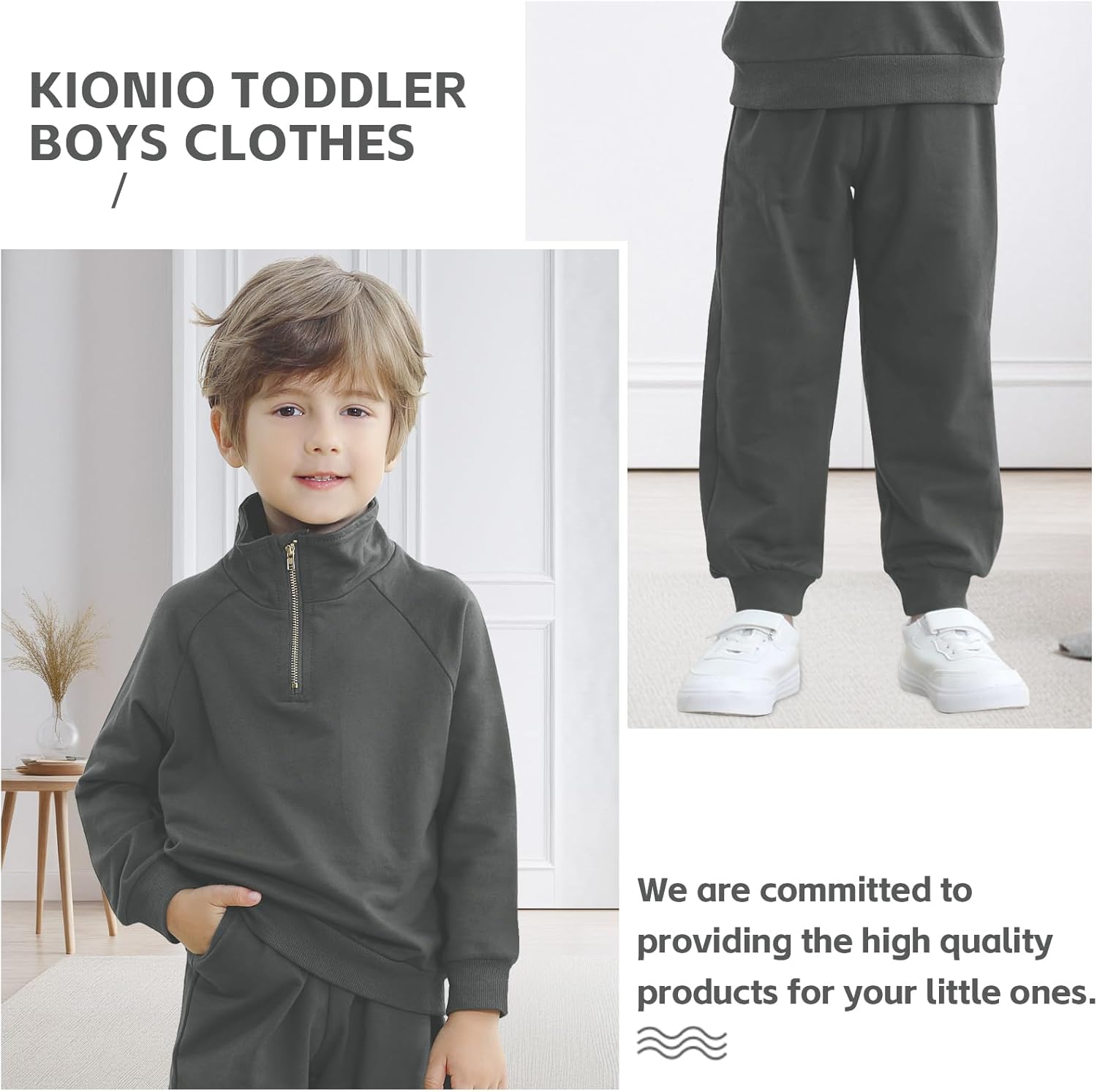 Kionio Boys Fall Winter Outfit - Stylish Sweatsuit Joggers Combo