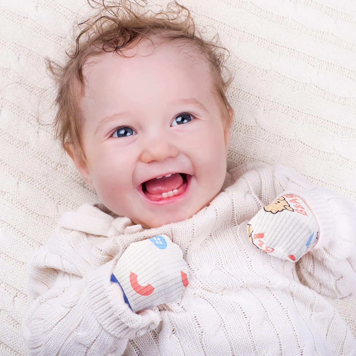 6-Pair Anti-Scratch Cotton Gloves for Newborns