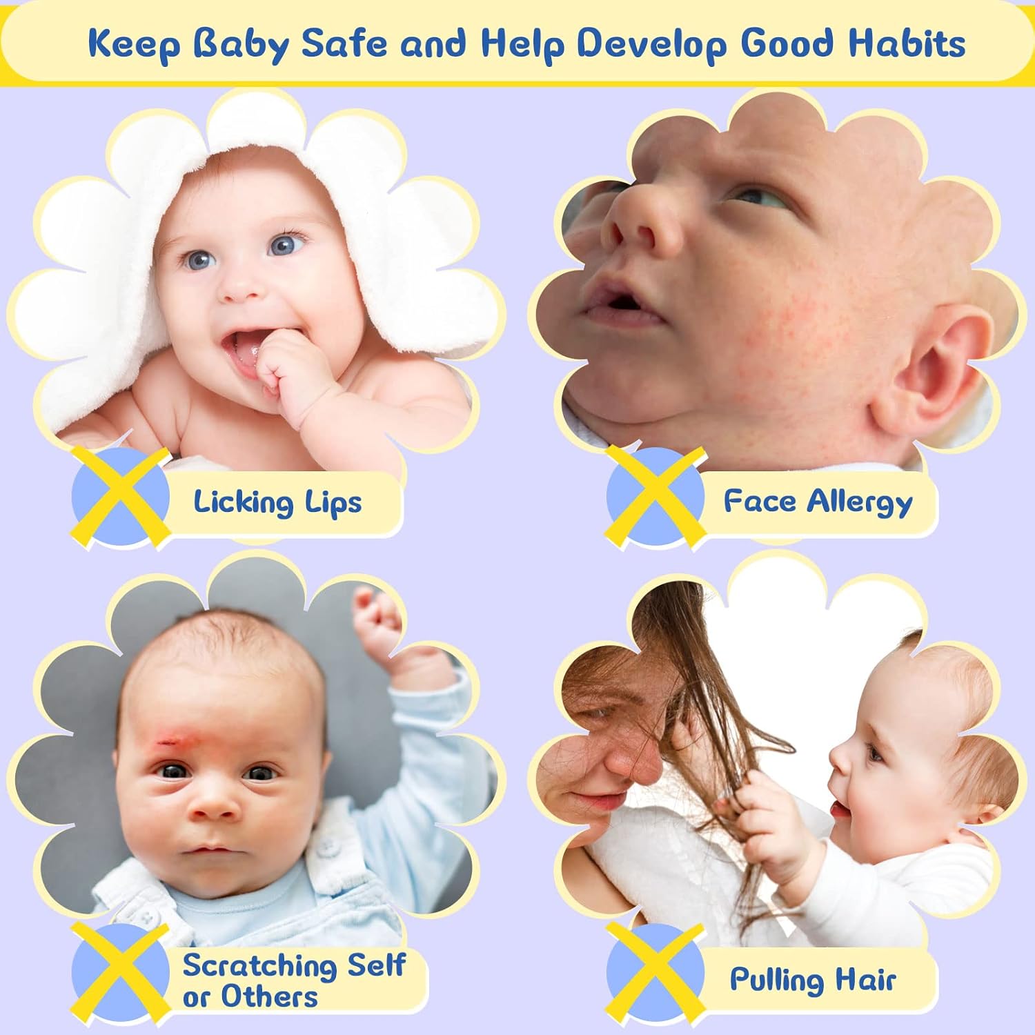 6-Pair Anti-Scratch Cotton Gloves for Newborns