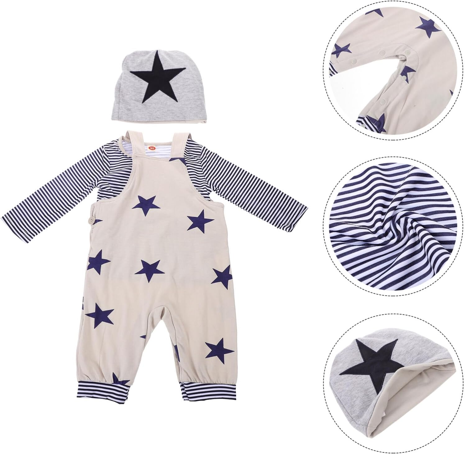 Callaron 4th of July Star Striped Romper Set for Boys