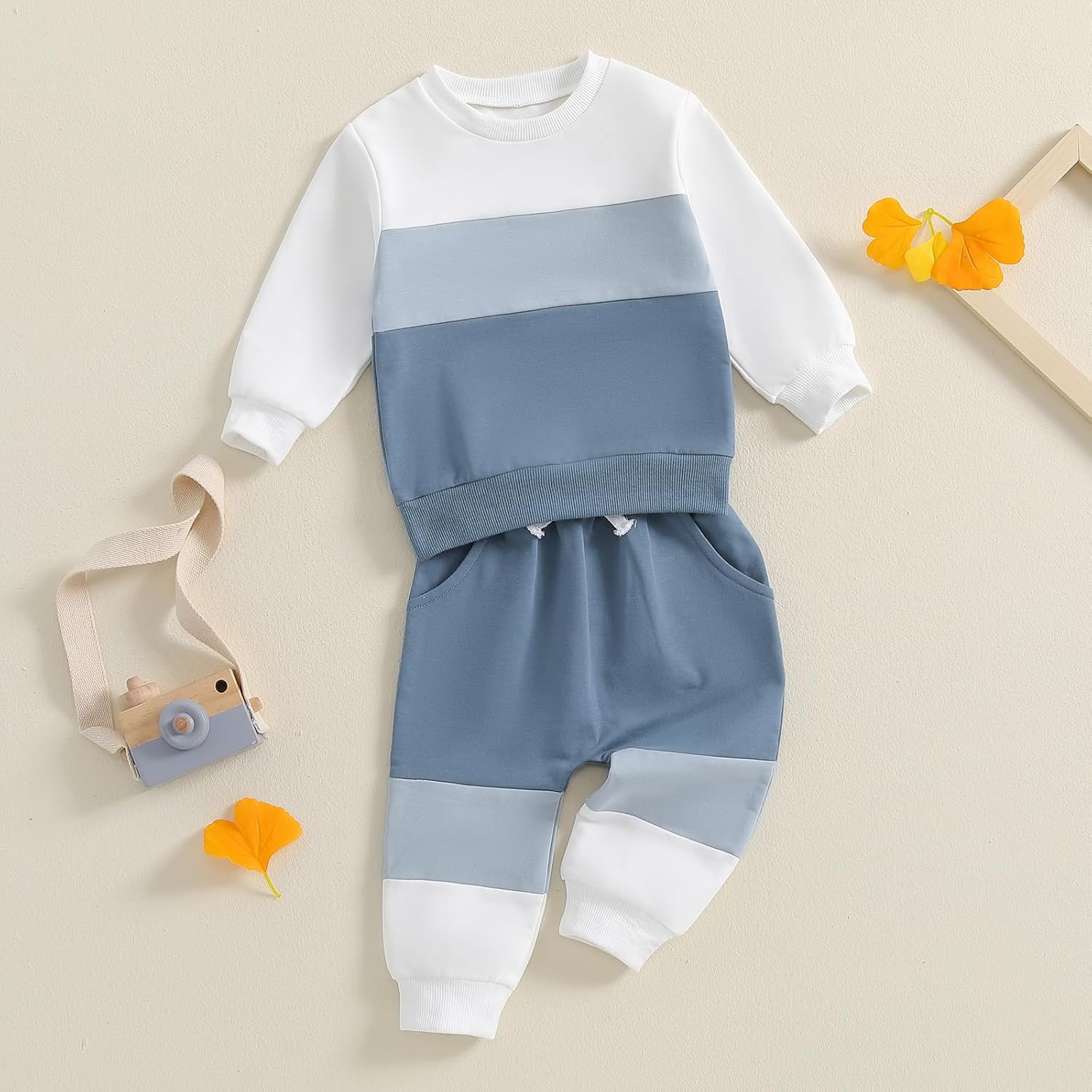 Finegoodwei Toddler Boy Fall Clothes Set Contrast Color