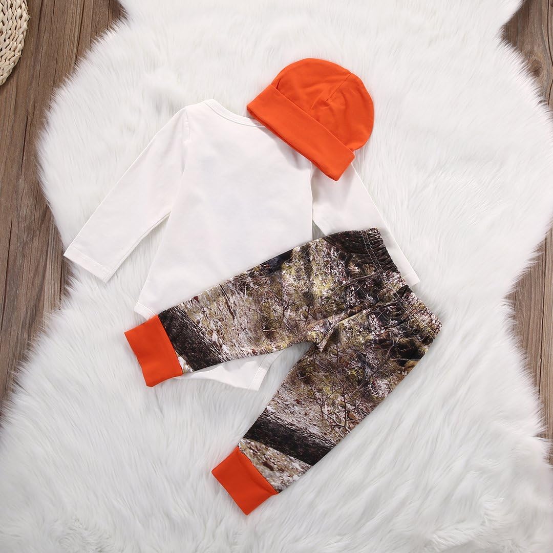 Newborn Baby Boys Long Sleeve Letters Deer Romper with Hat Set