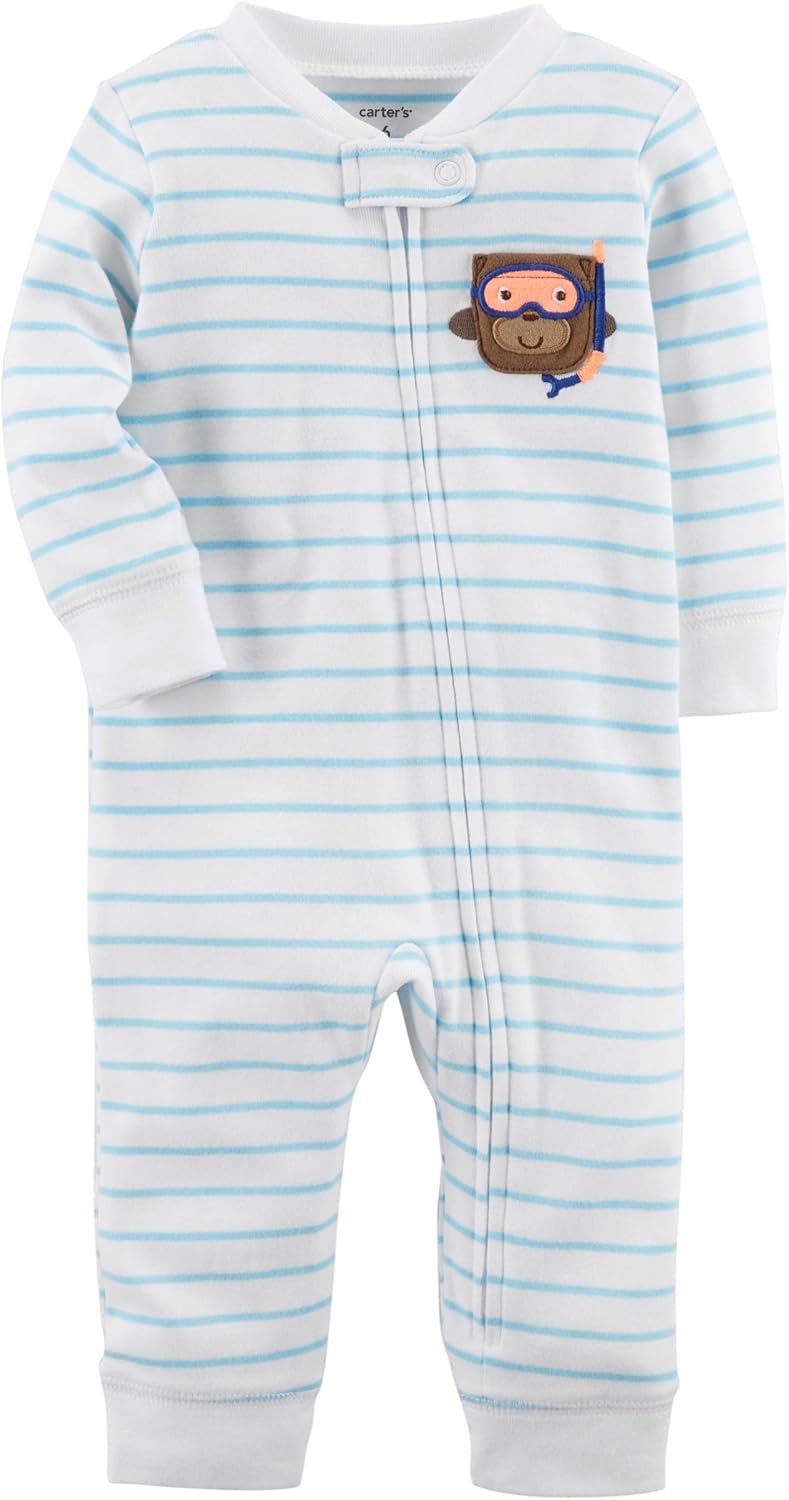 Carters Infant Boys Blue Stripe Scuba Monkey Footless Sleep Pj Set XXL