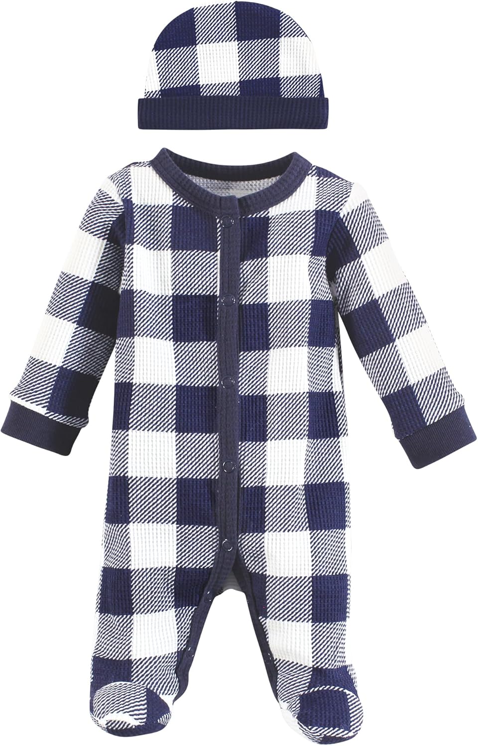 Hudson Baby Unisex Thermal Sleep Play Cap Navy Plaid