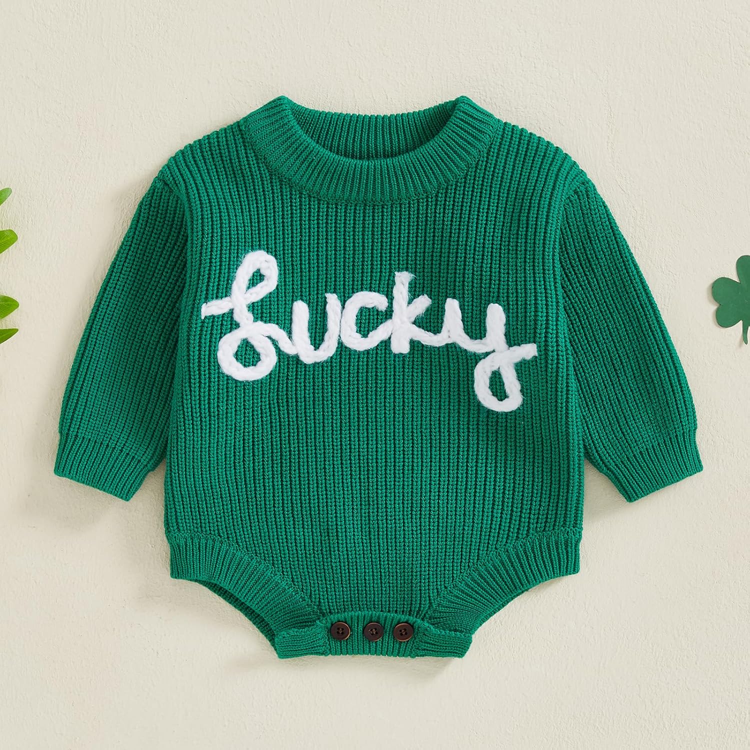 Baby Boy Girl St Patricks Day Romper Knit Sweater Outfit