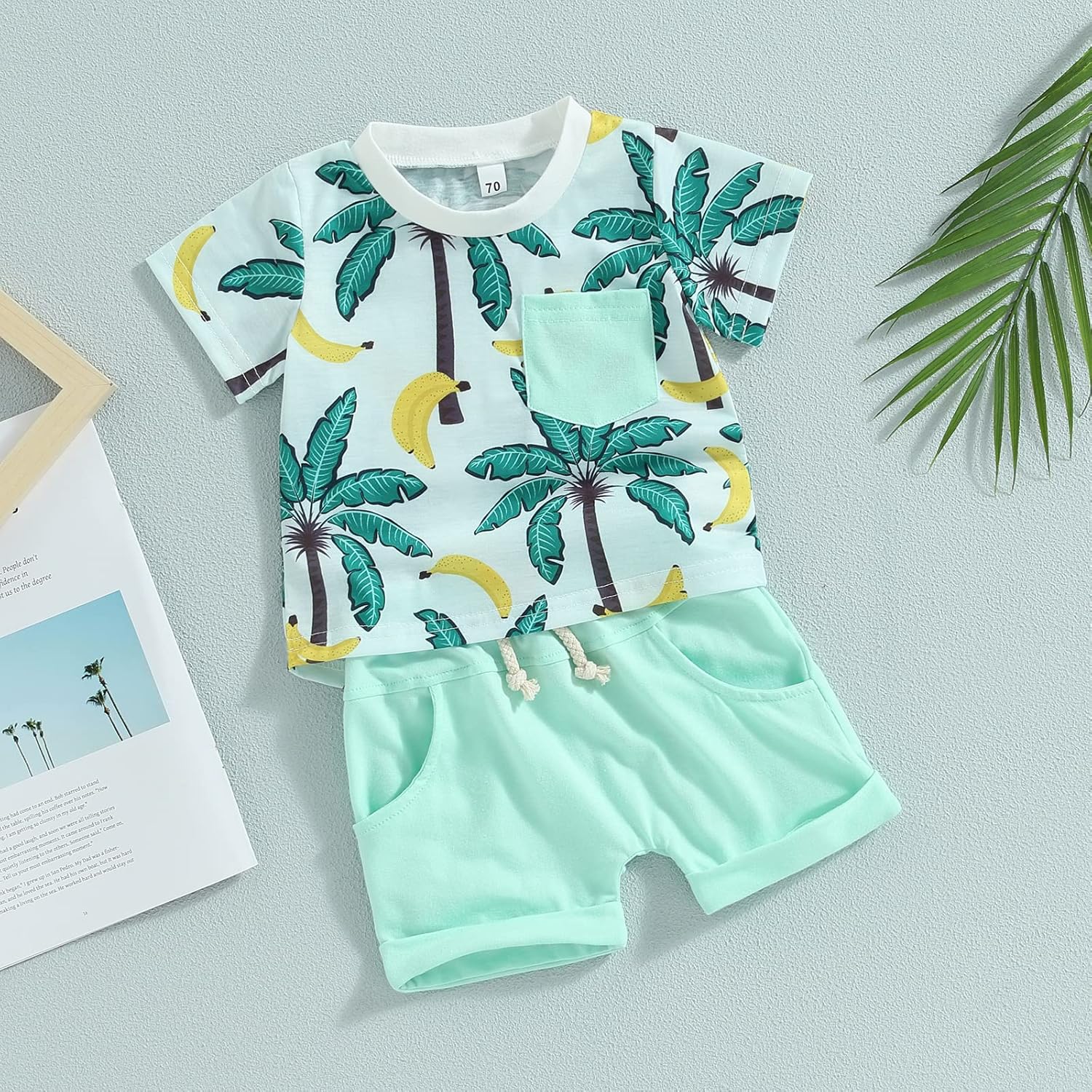MABABY Newborn Toddler 12-18 Months Beach Short Sleeve Set