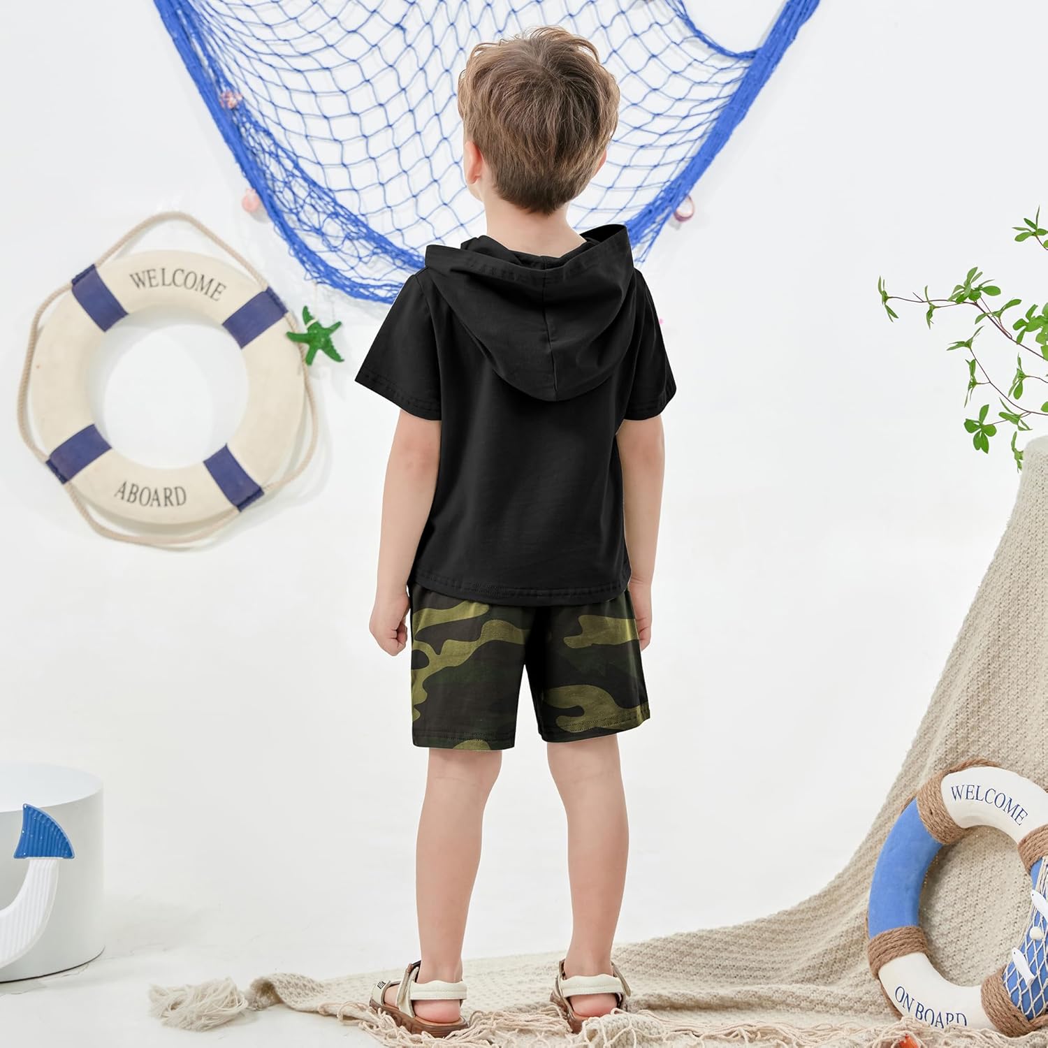 SanMio Toddler Boys Summer Casual Hole-Free Short Sets