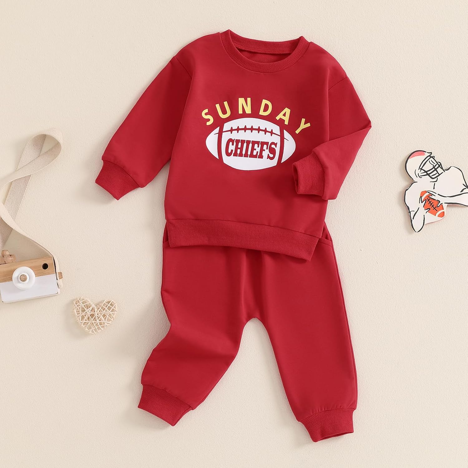 Toddler Boys Rugby Football Game Day Print Sweatshirt Pants Set