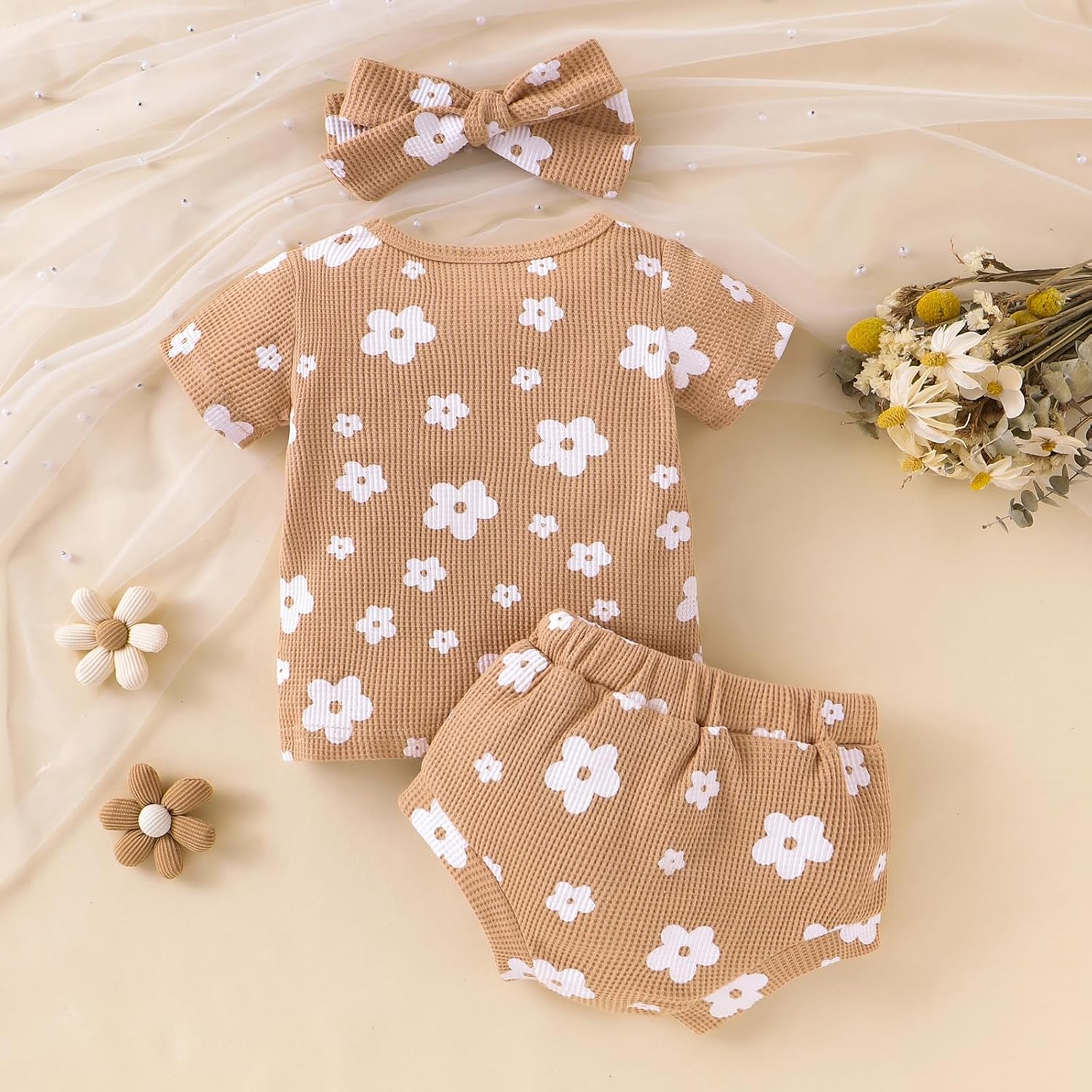 Cozy Floral Waffles for Little Ones 2-Piece Toddler Summer Set