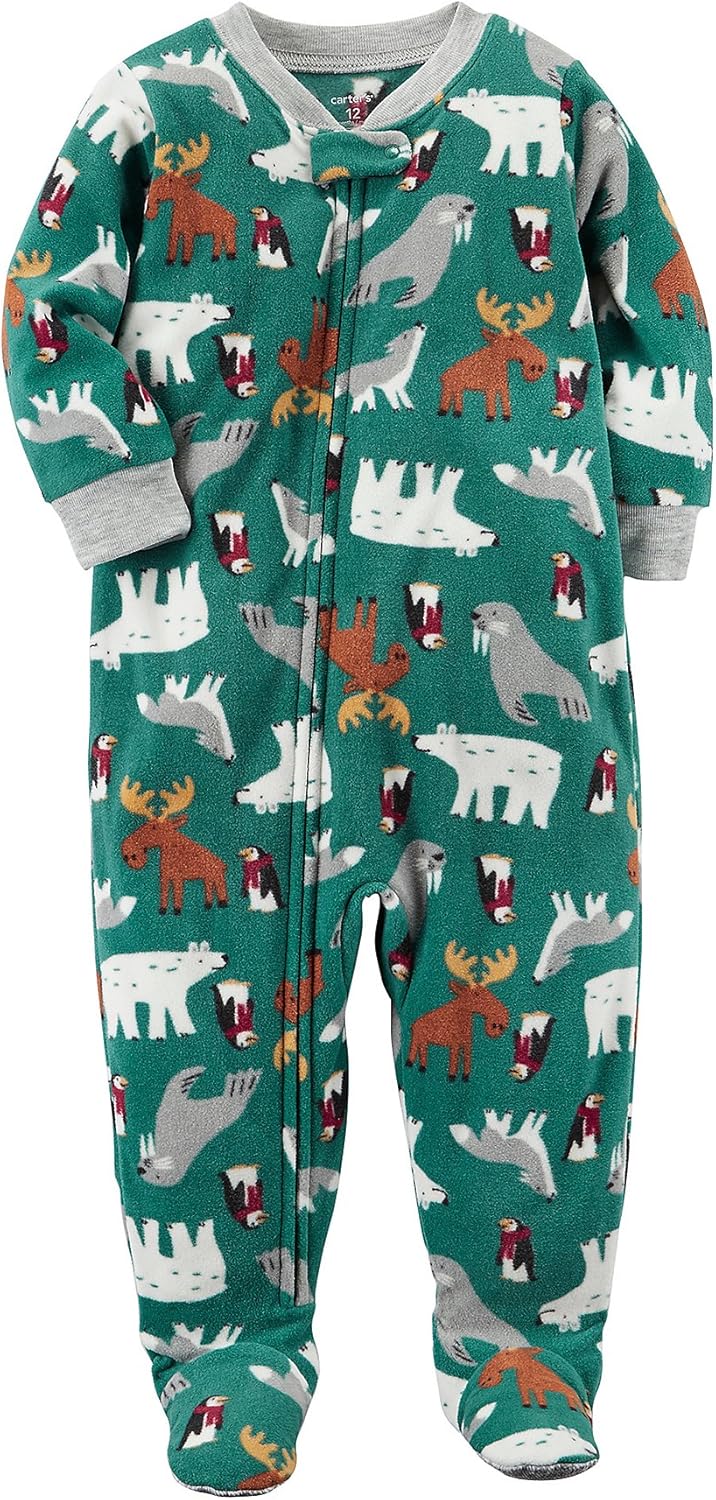 Carters Baby Boys 12M-4T Multi Animal Fleece Pajamas Pink