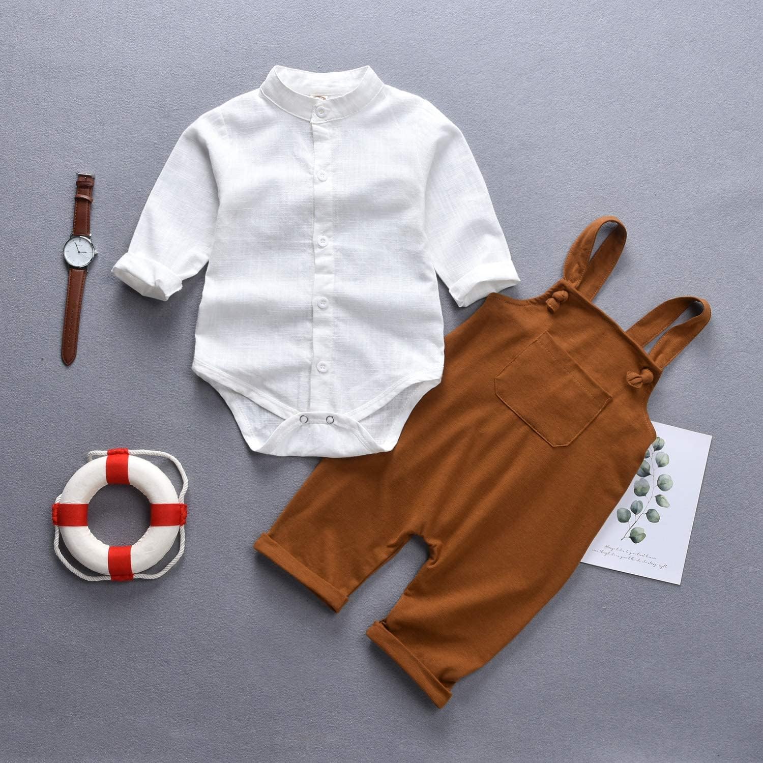Unutiylo Baby Boys Overalls Set