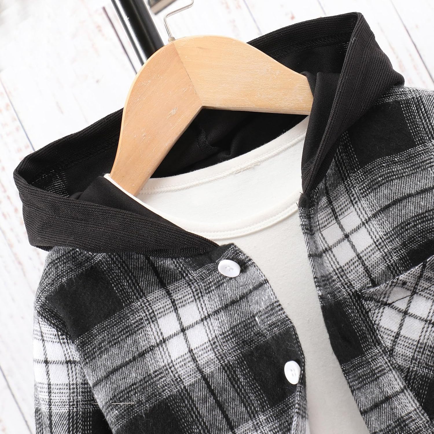 2025 Plaid Long Sleeve Hoodie Set for Boys