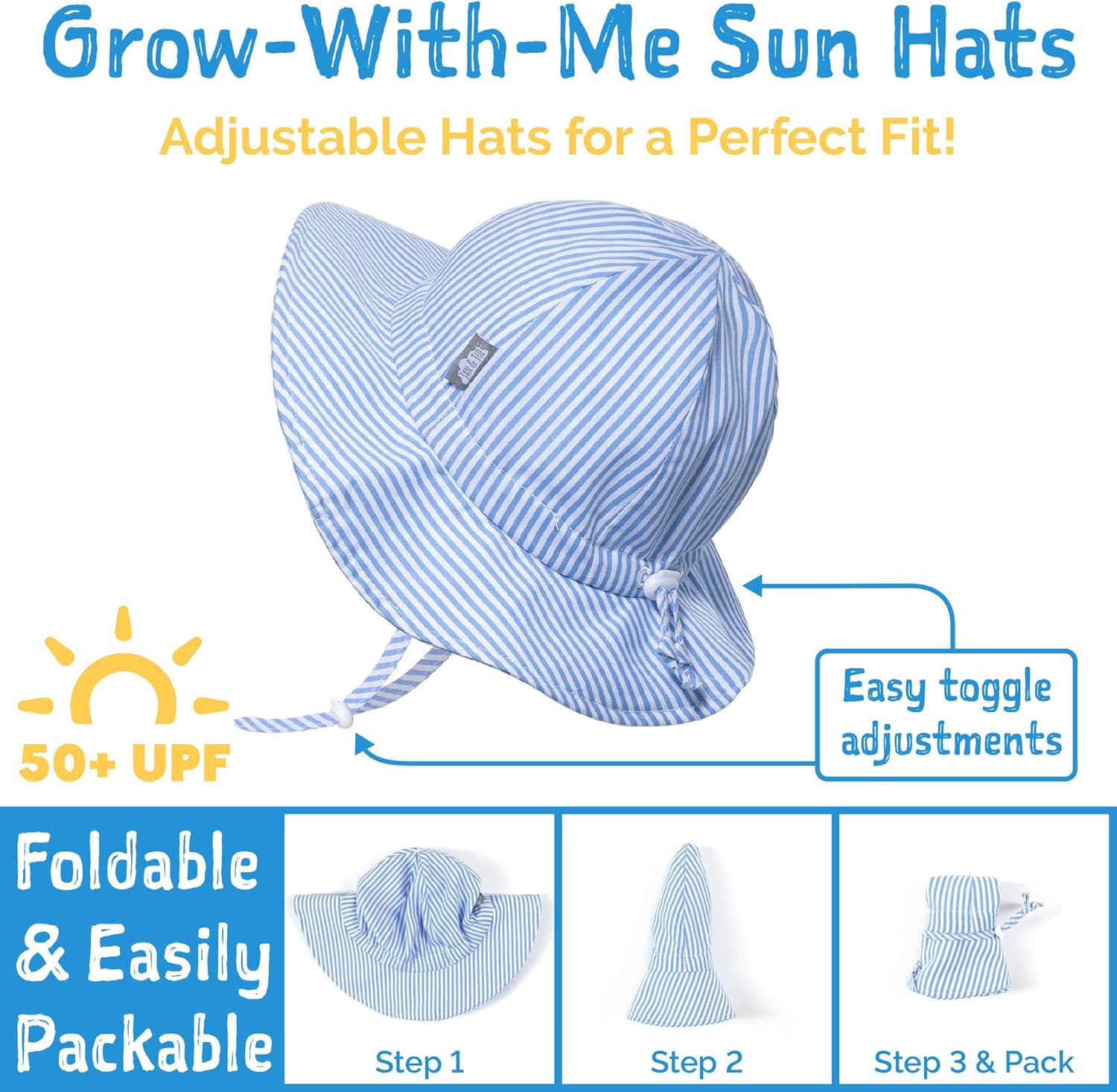 Adjustable Cotton Floppy Sun Hat for Boys - 50 UPF Protection