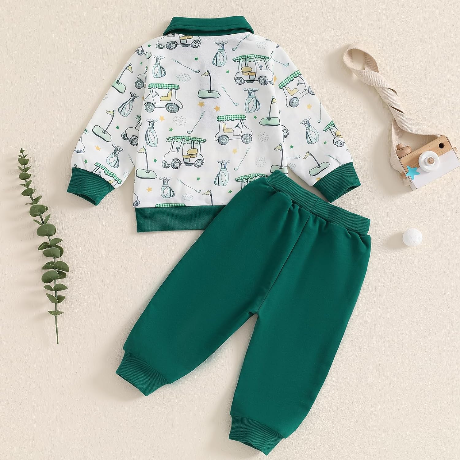 Newborn Baby Boy Golf Outfit Set - Soft Solid Cotton and Polyester