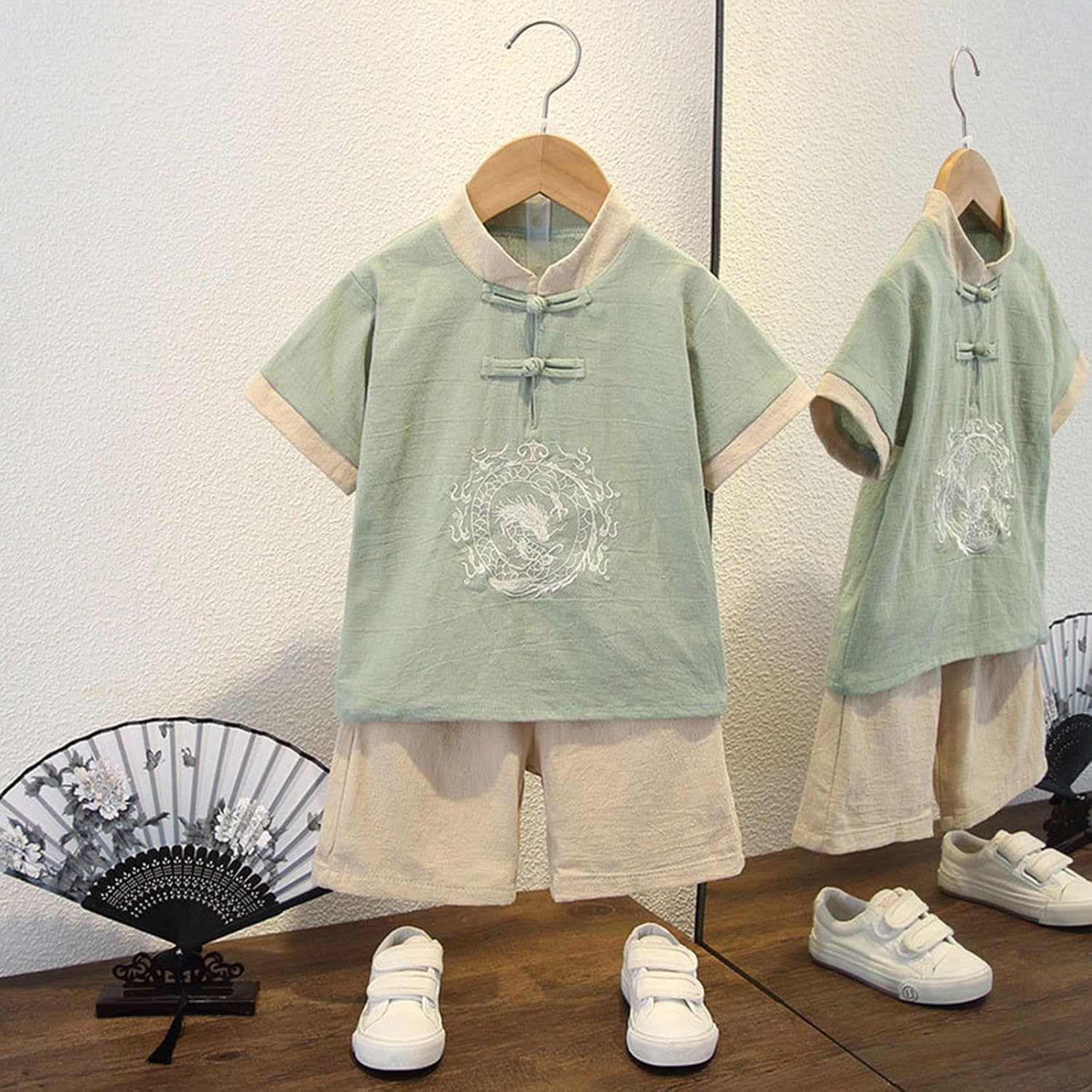 Toddler Kids Boys Chinese Tang Style Thickened New Years Summer Clothing Outfit