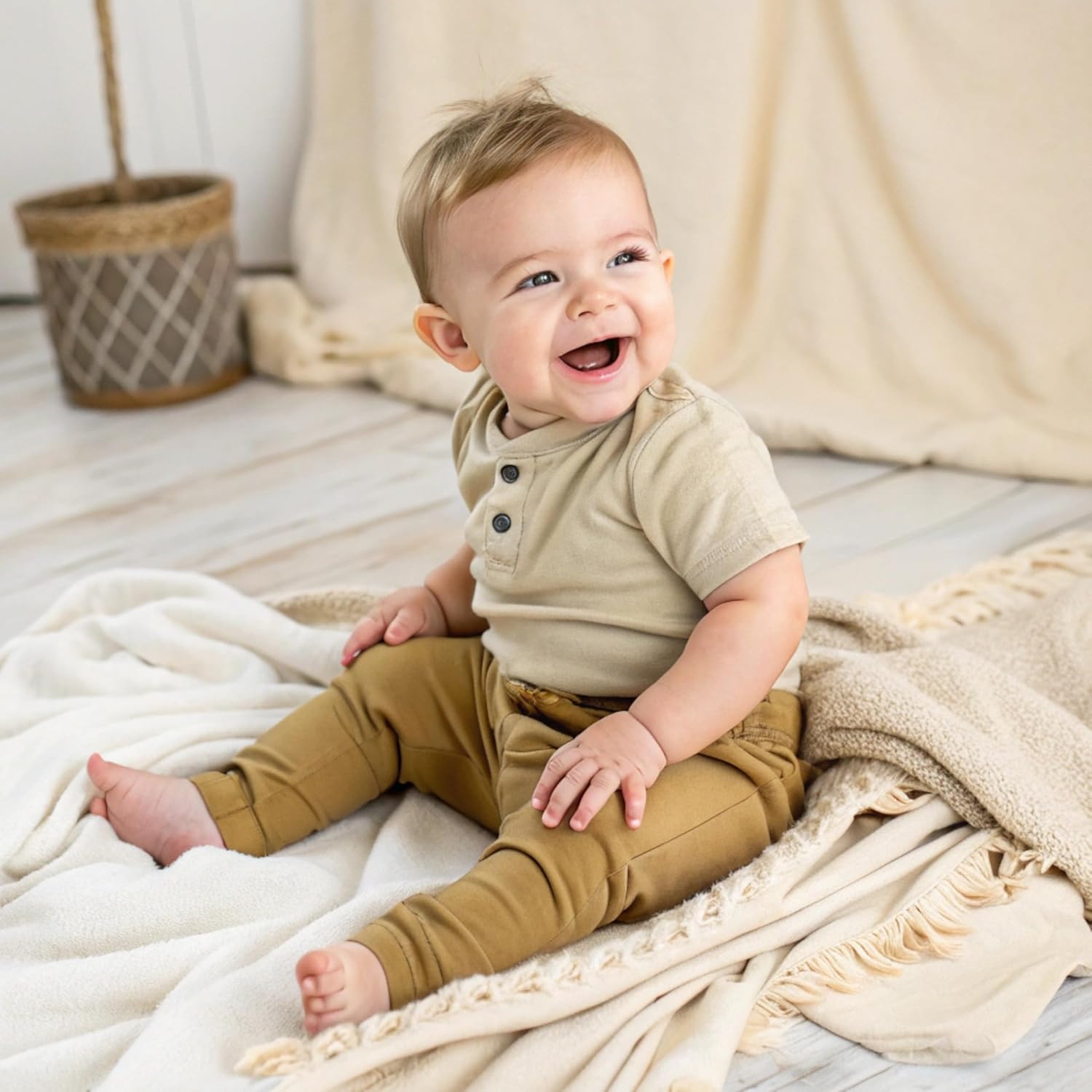 JARRMAKO Baby Boys Soft Cotton Joggers 3-Pack