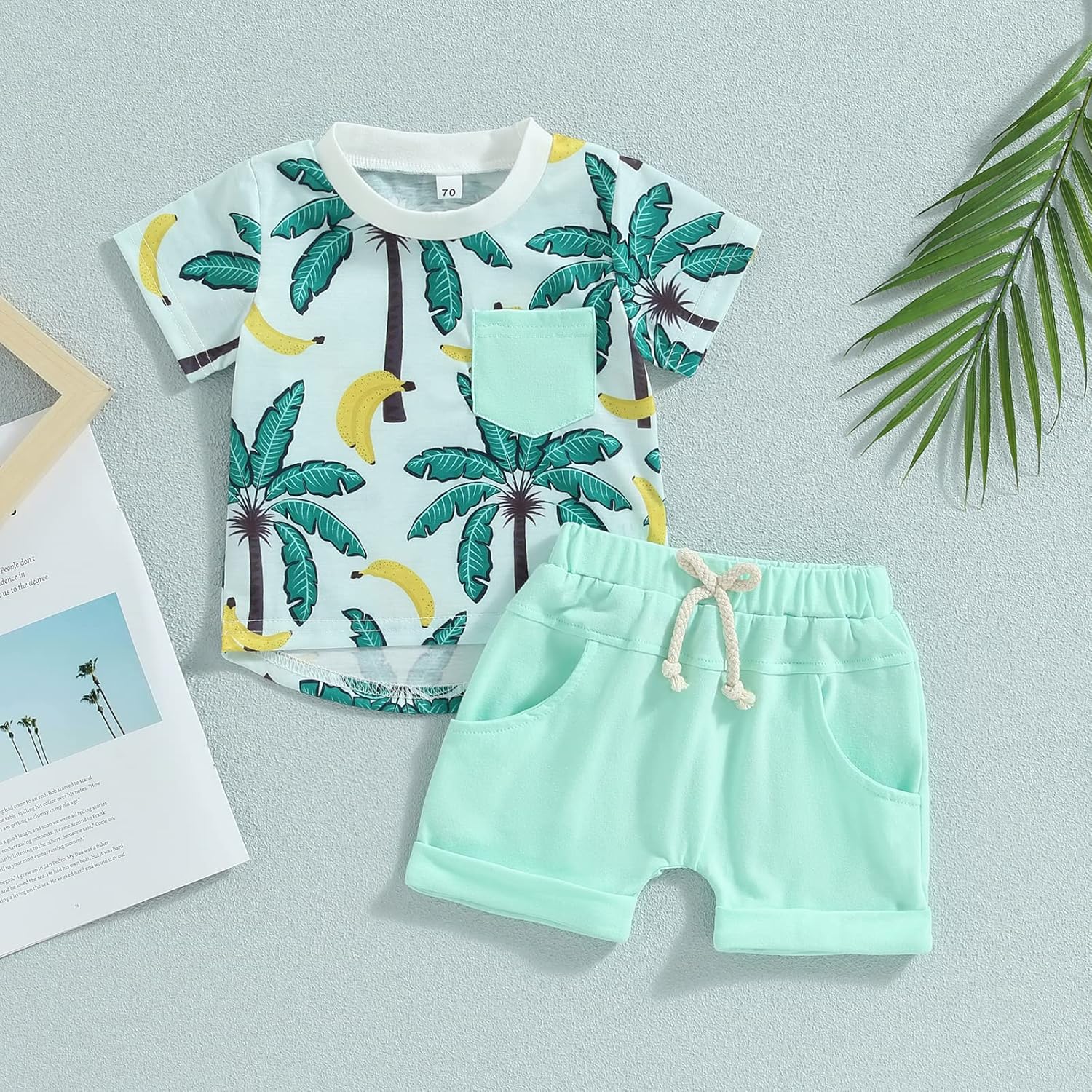 MABABY Newborn Toddler 12-18 Months Beach Short Sleeve Set