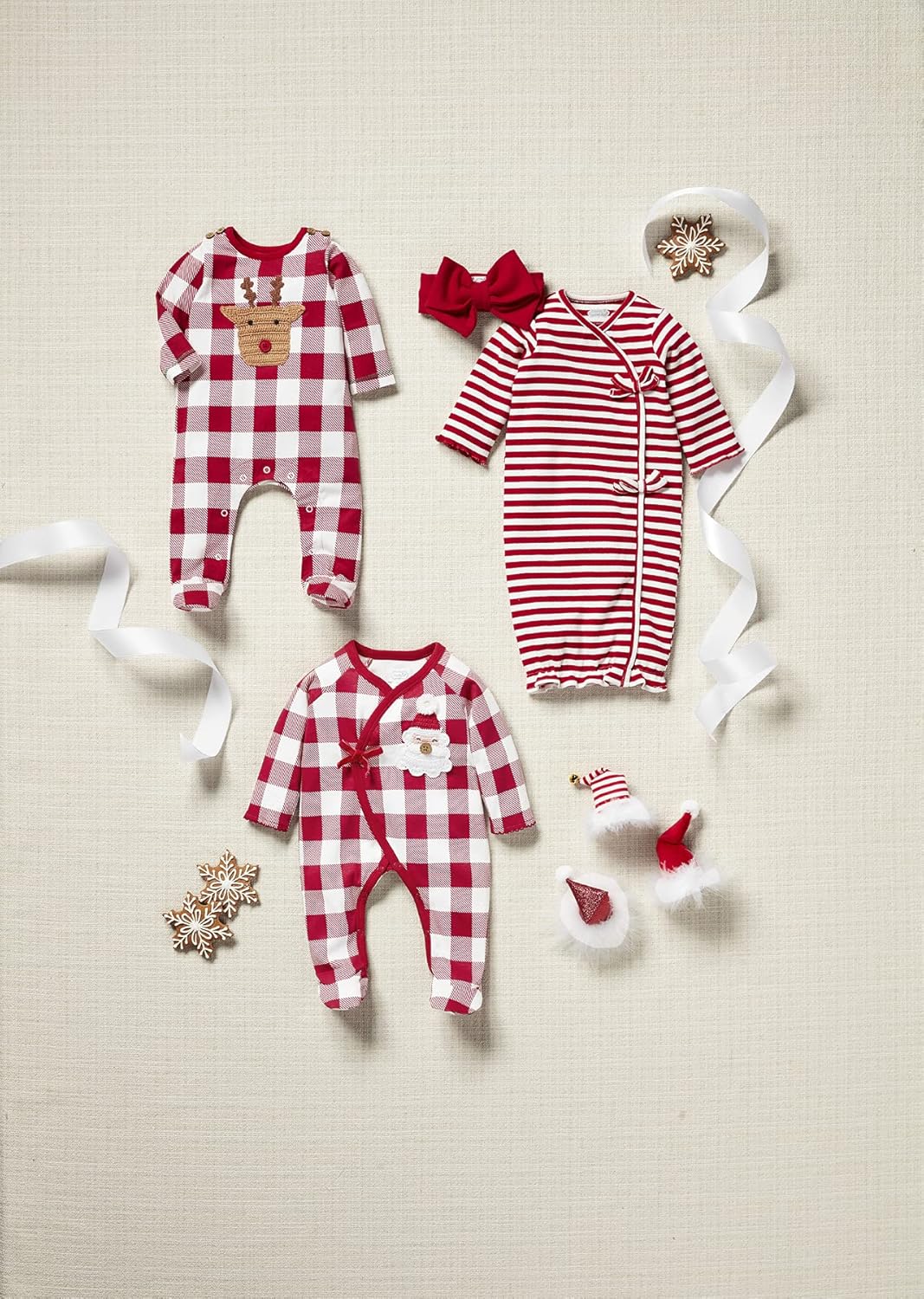 Mud Pie baby-boys Check Crochet Reindeer Sleeper