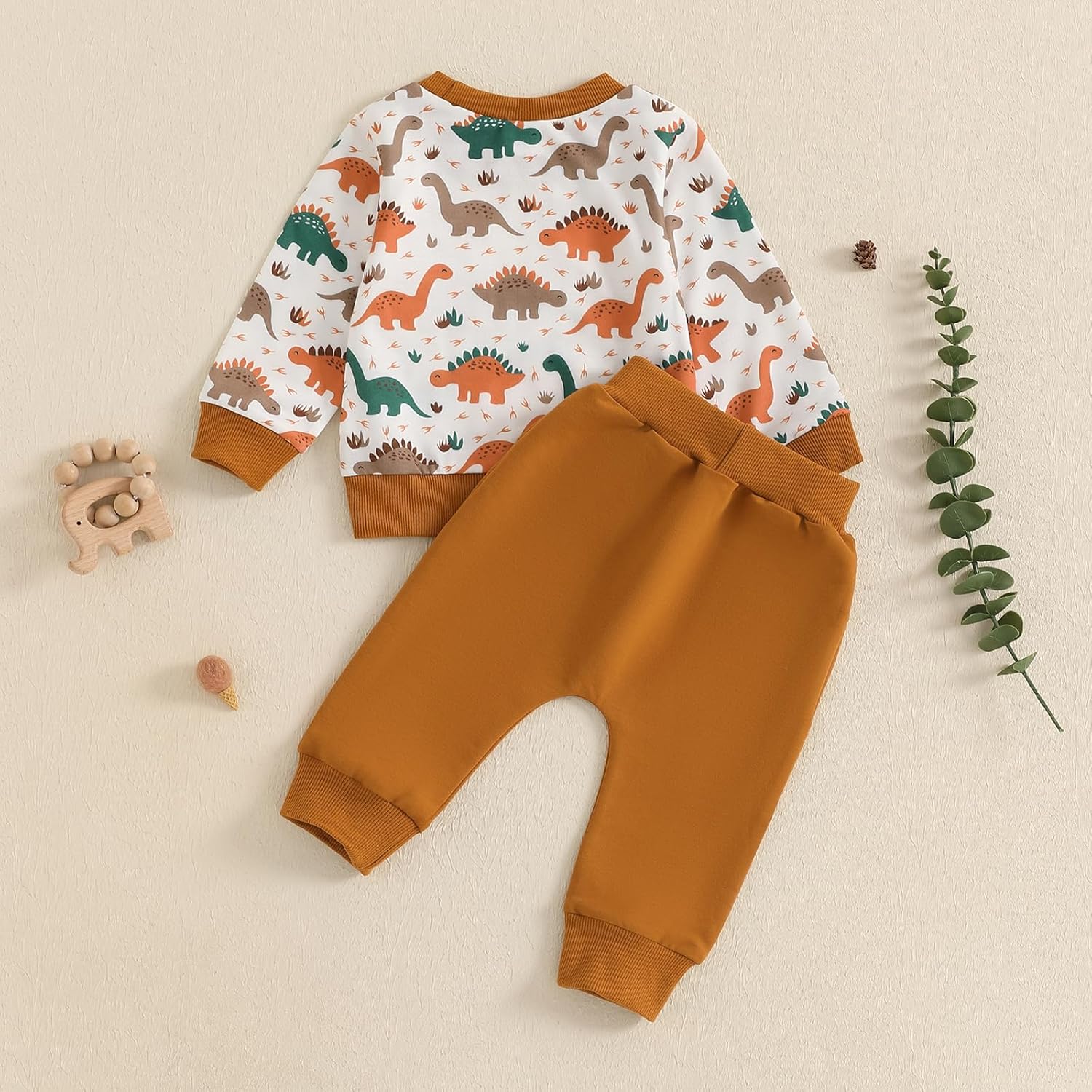 Fanvereka Baby Boys Dinosaur Print sweatshirt and sweatpants set