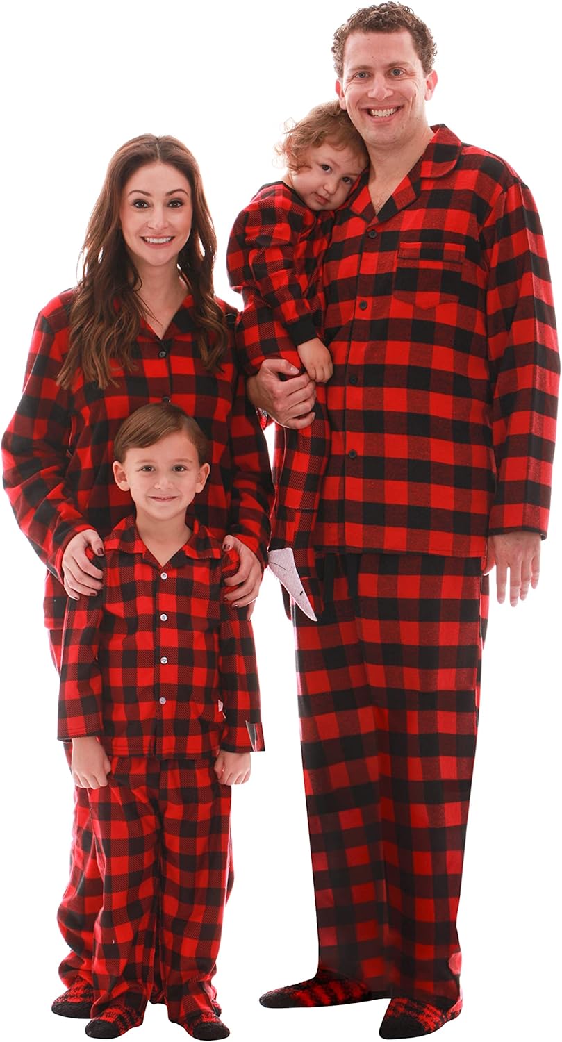 Unveil Family pajamas Buffalo plaid button front soft sleepers