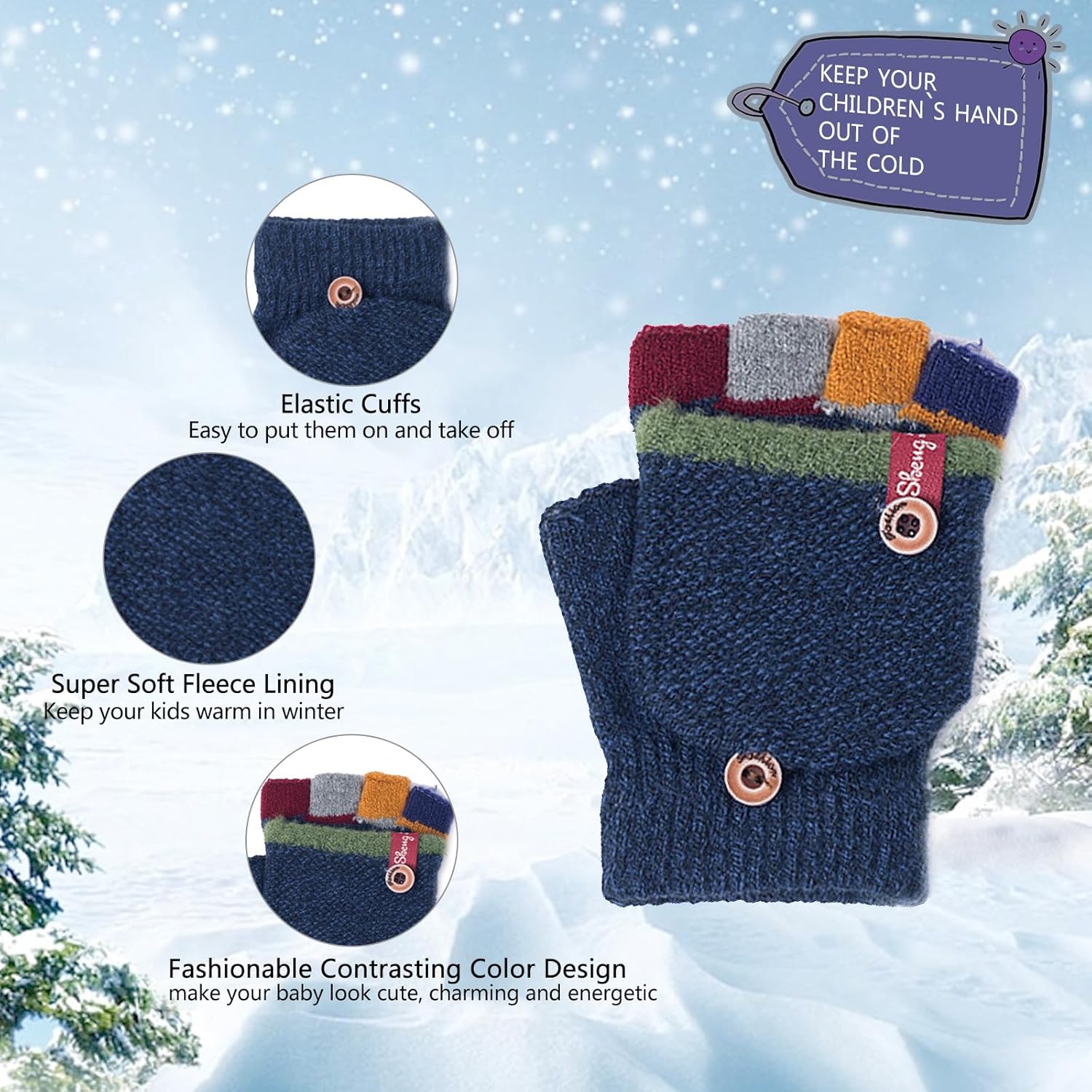 Kids Winter Gloves Mitten Set for Boy Girl