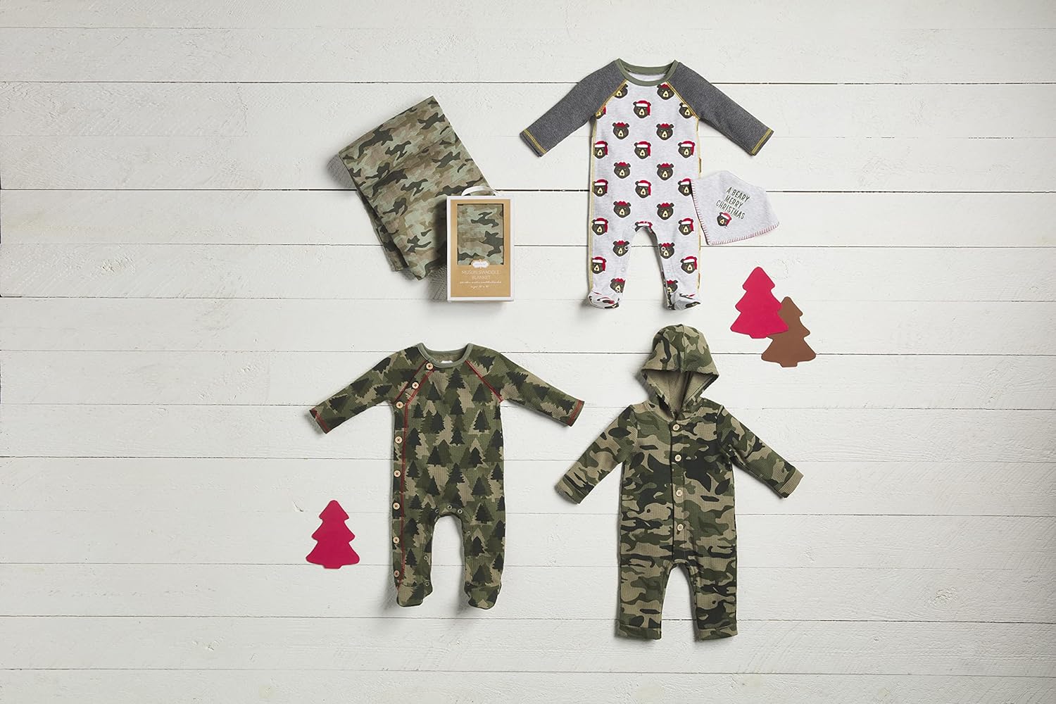 Mud Pie Baby Boys Christmas Camo Waffle Sleeper Snug Cozy