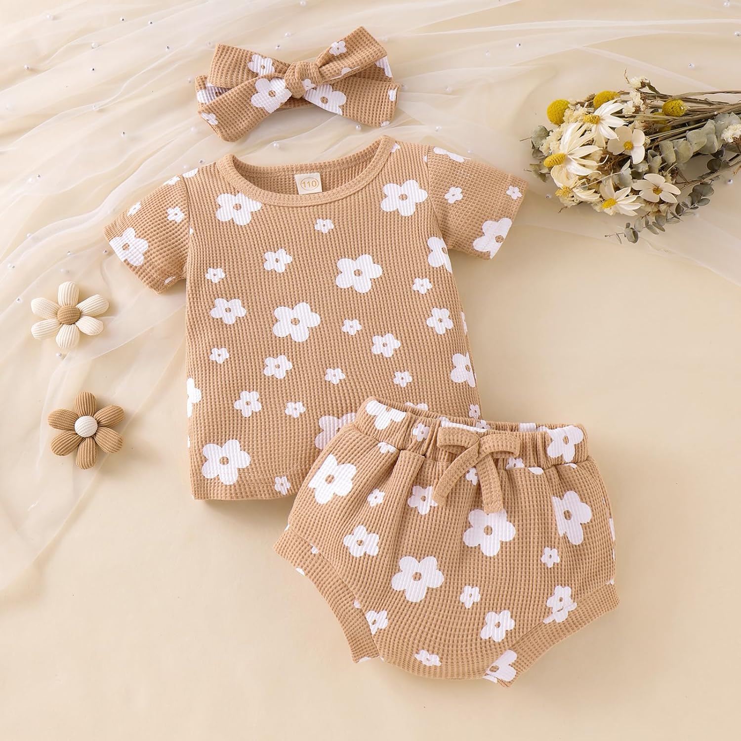 Cozy Floral Waffles for Little Ones 2-Piece Toddler Summer Set