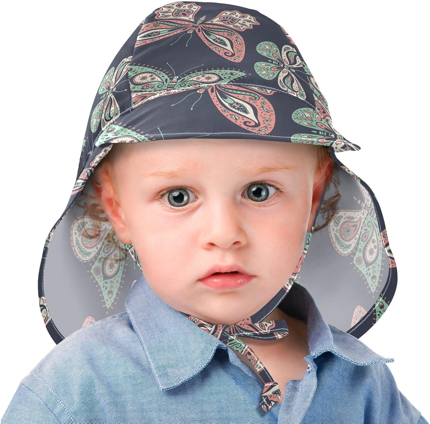 Baby Boys Girls UPF 50 Bucket Hat with Boho Butterflies Design
