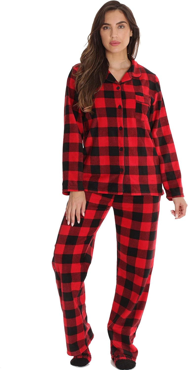 Unveil Family pajamas Buffalo plaid button front soft sleepers