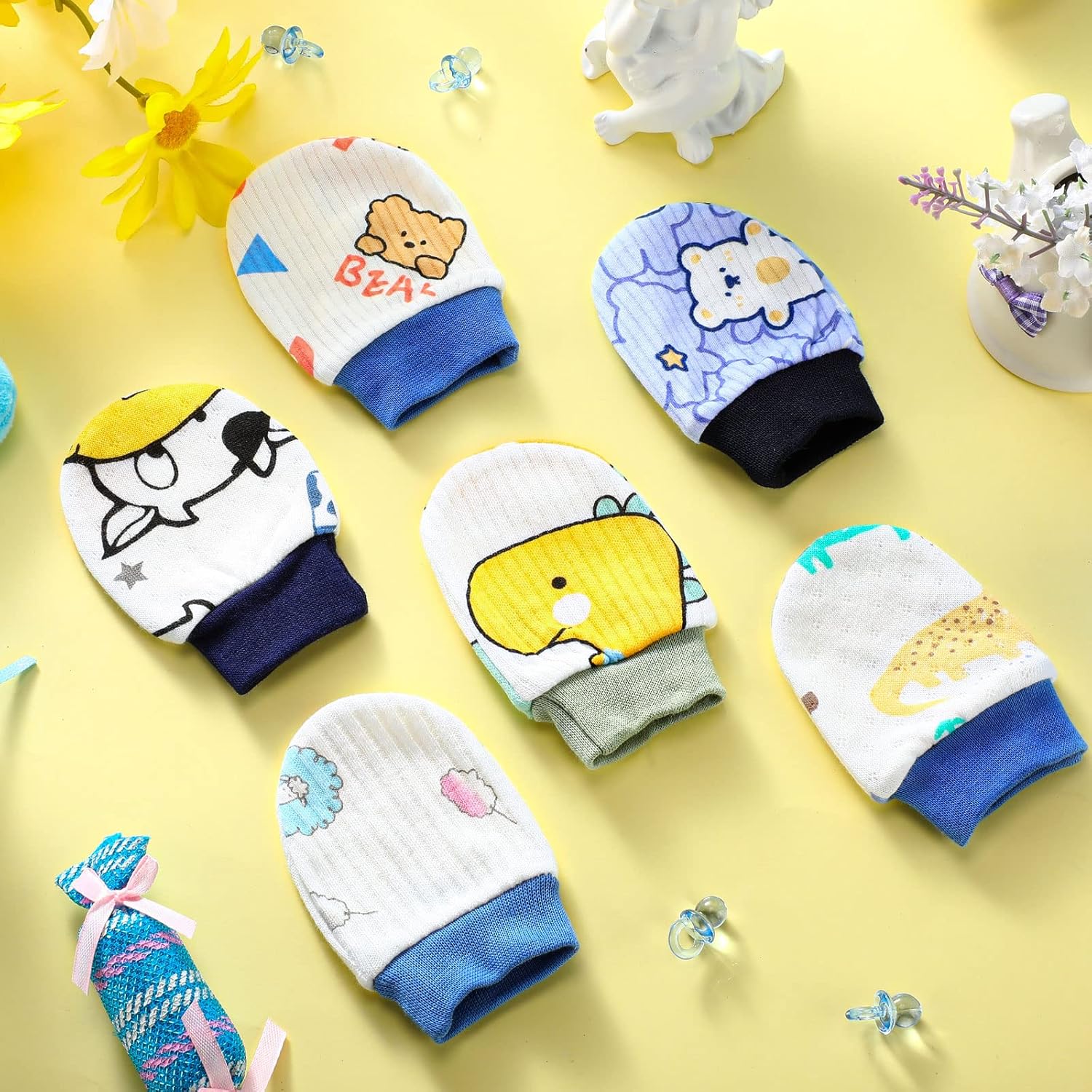 6-Pair Anti-Scratch Cotton Gloves for Newborns