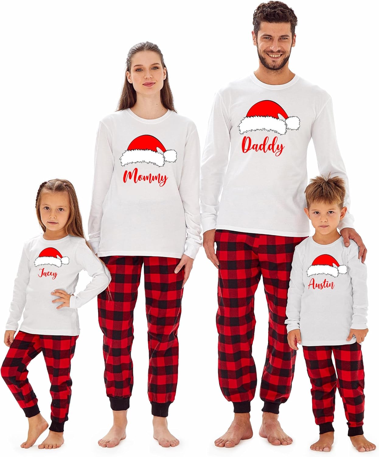 Custom Matching Christmas Santa Red Hat Pajamas for Family