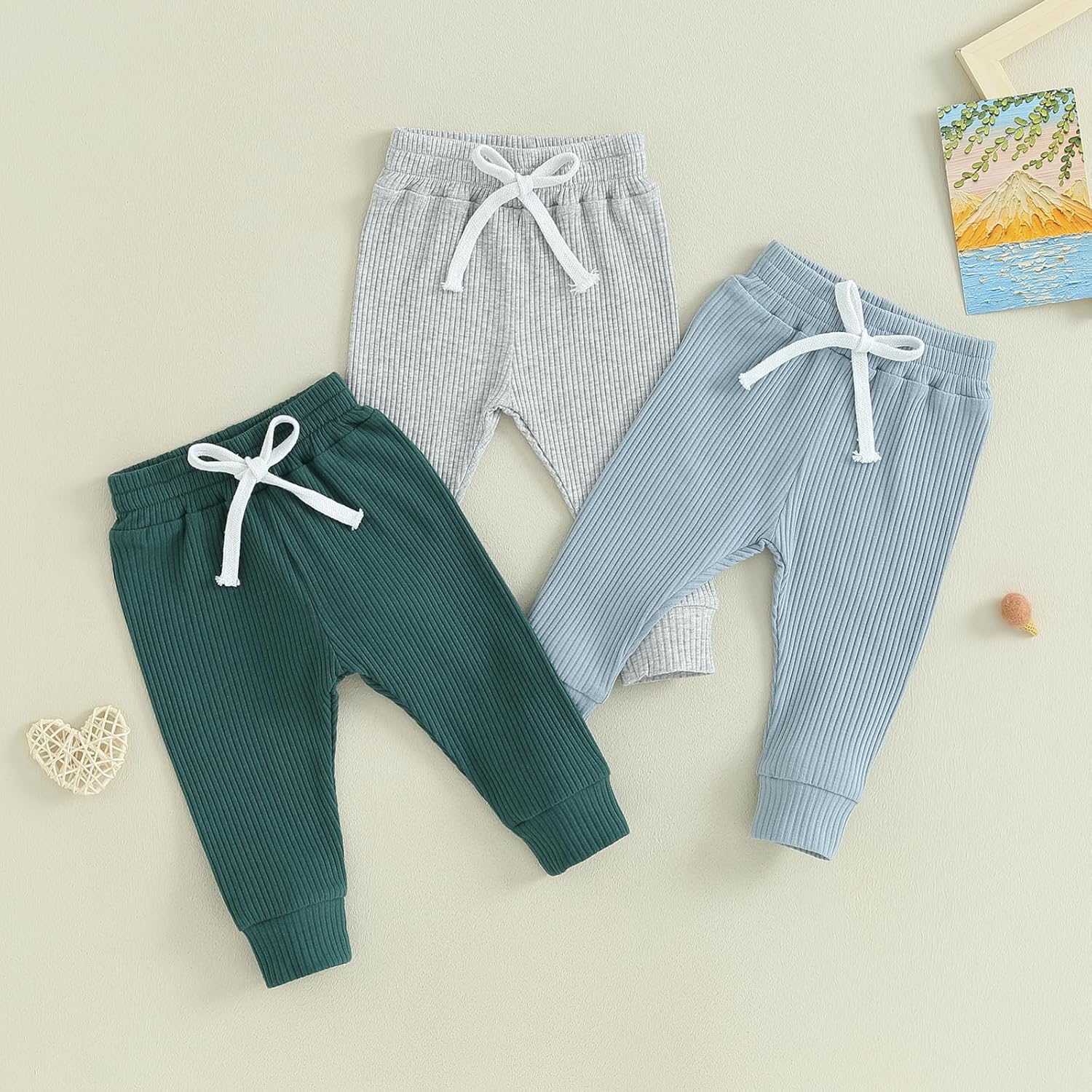 Biayxms infant boys 3-pack jogger pants drawstring