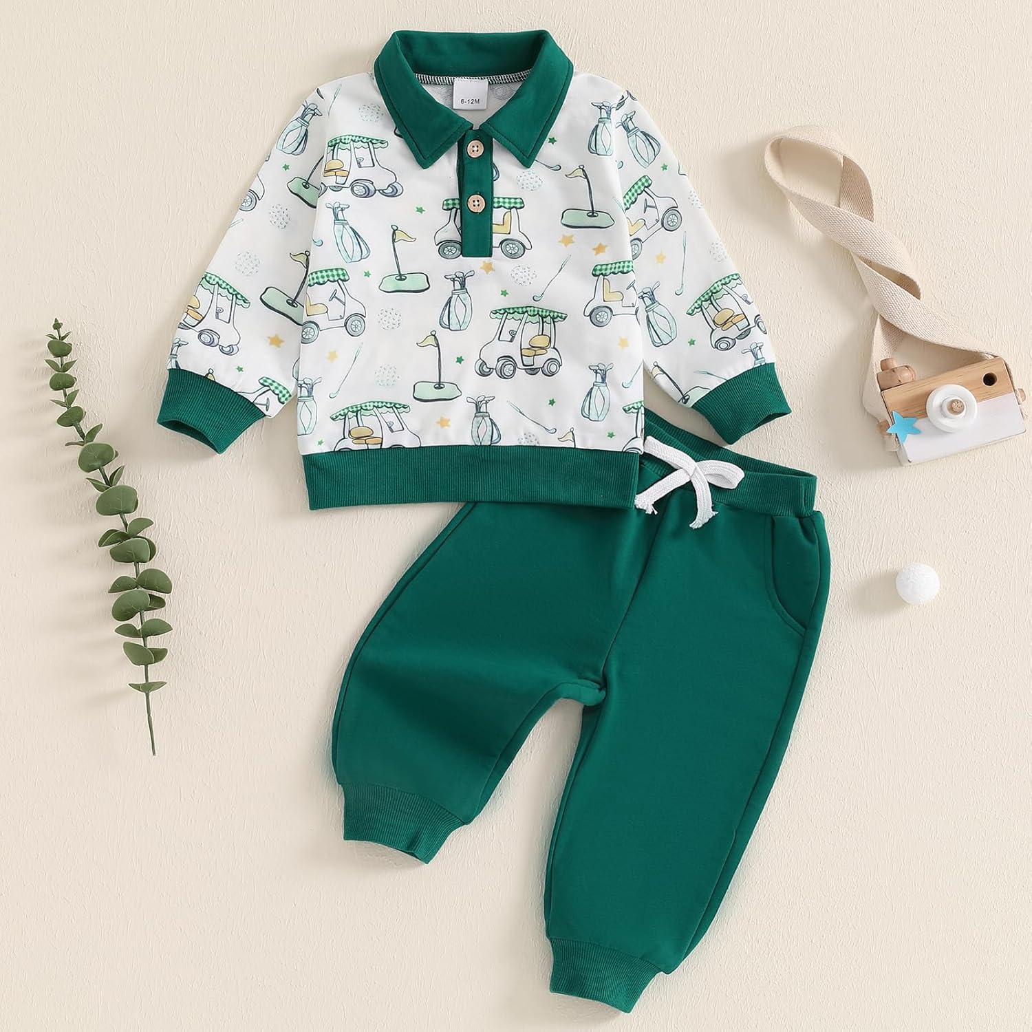 Newborn Baby Boy Golf Outfit Set - Soft Solid Cotton and Polyester
