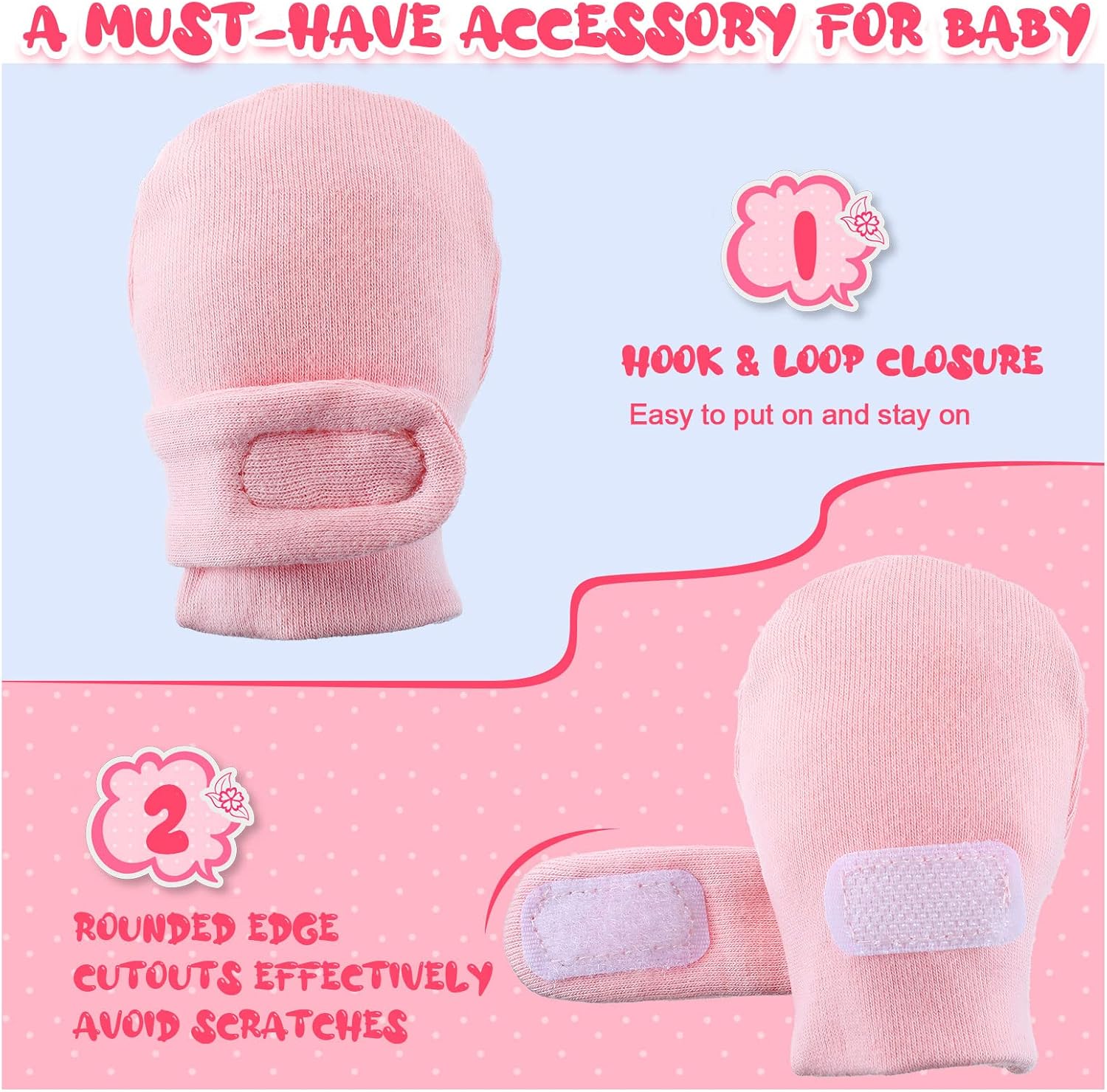 16 Pairs Adjustable Baby mittens - Soft Warm for Newborns