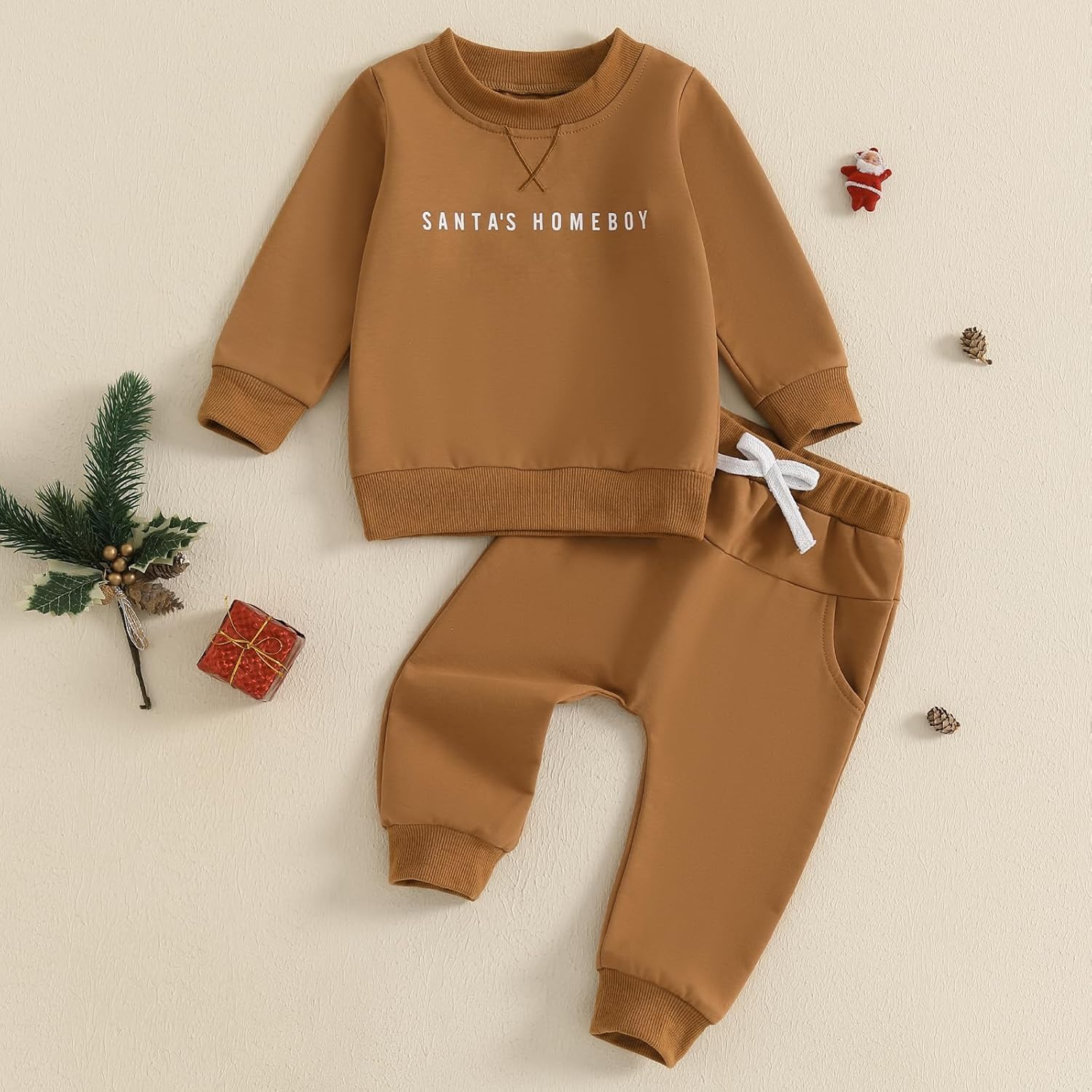 AUJUBUY Toddler Baby Boys Christmas Fall Winter Outfit Set